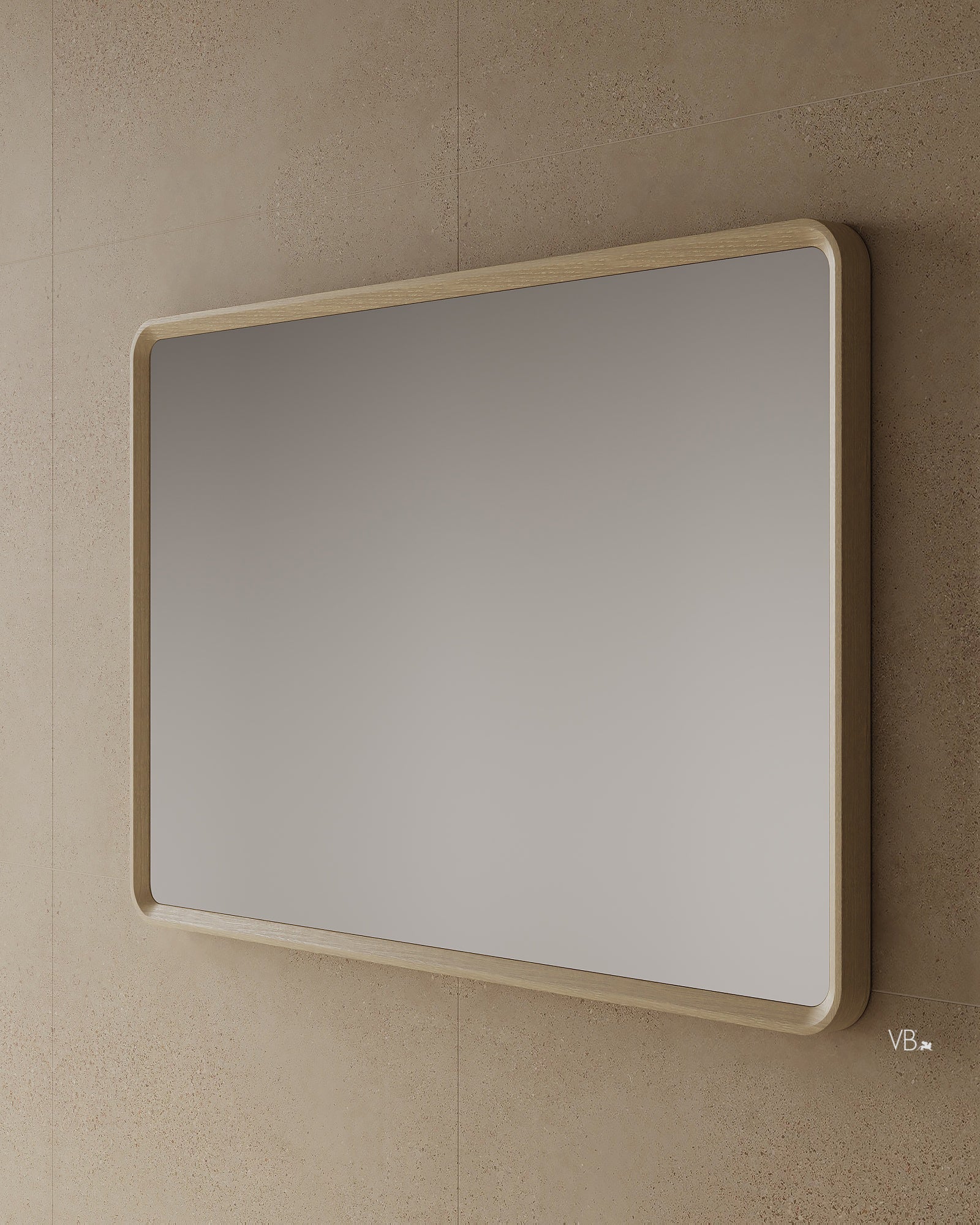 Miroir en placage de bois encadré de 55 po