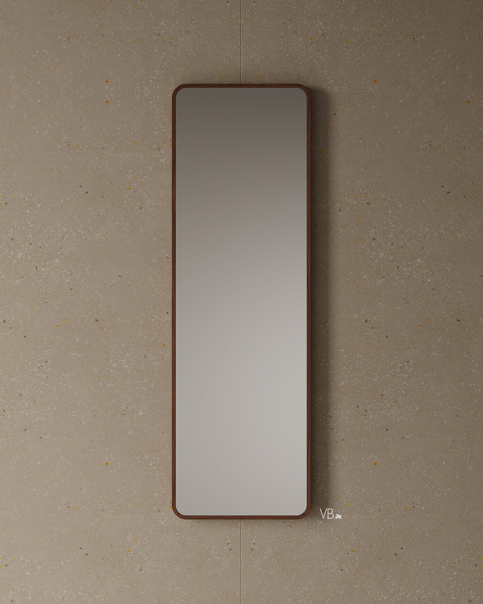 Miroir en noyer à bords arrondis de 15 po