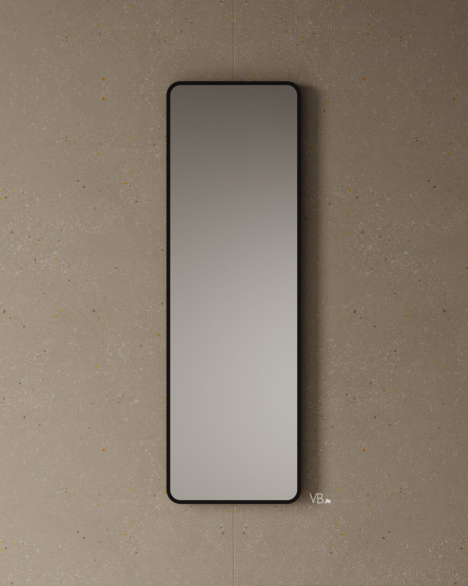 Miroir en noyer à bords arrondis de 15 po