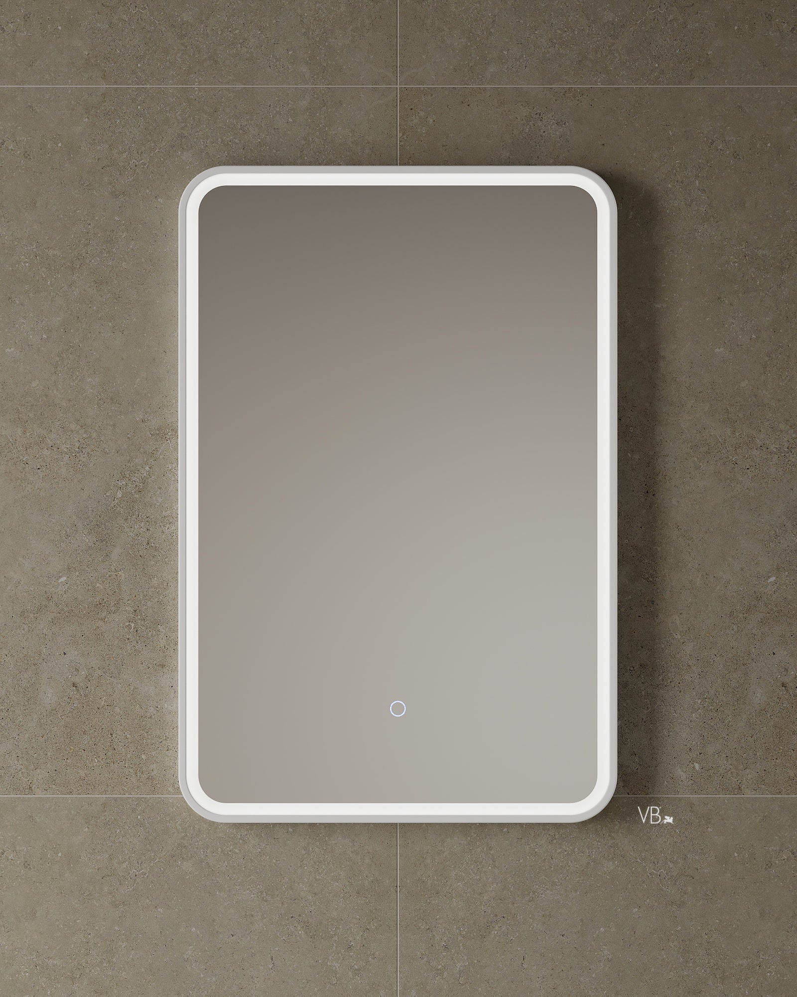 24" LED Framed Istone Rounded Edge Mirror