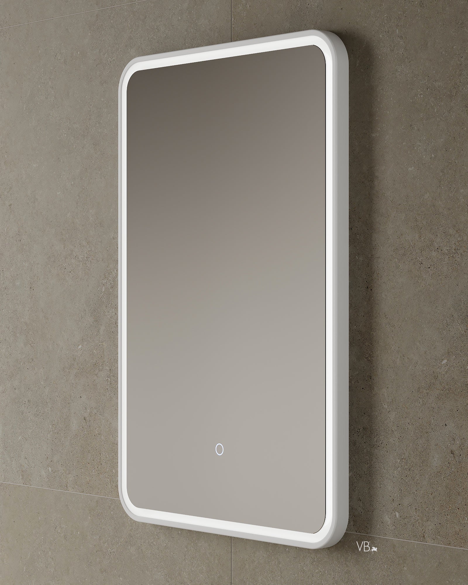 24" LED Framed Istone Rounded Edge Mirror