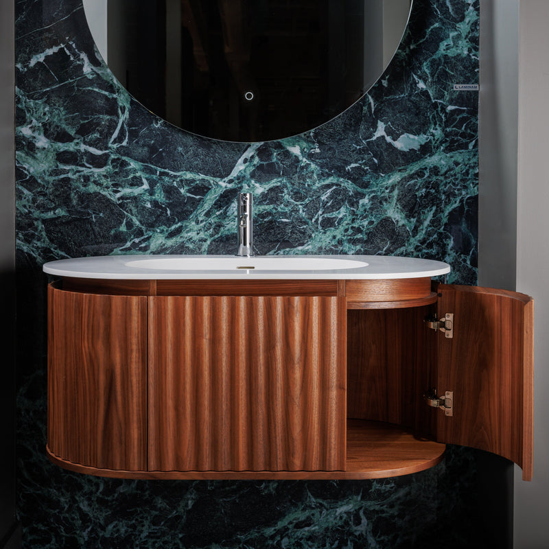 MC 1000FB-W - 39" Walnut Single Sink Bathroom Vanity with I-Stone Countertop Product Code: MC 1000FB-W