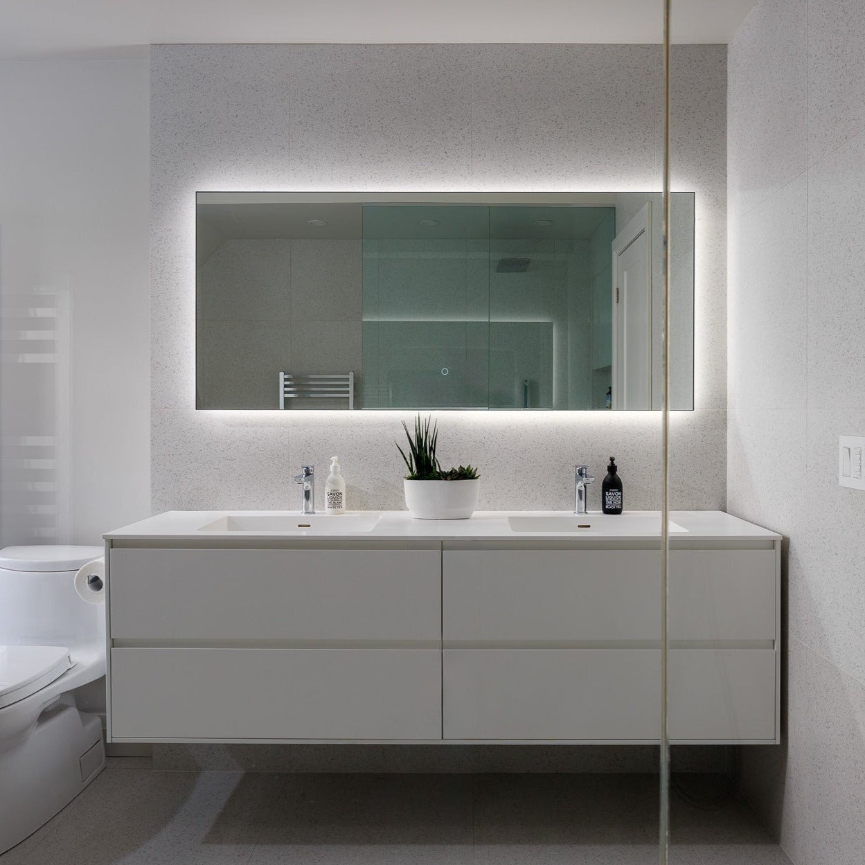 71" Wall-Mounted MDF Vanity with Solid Surface Countertop