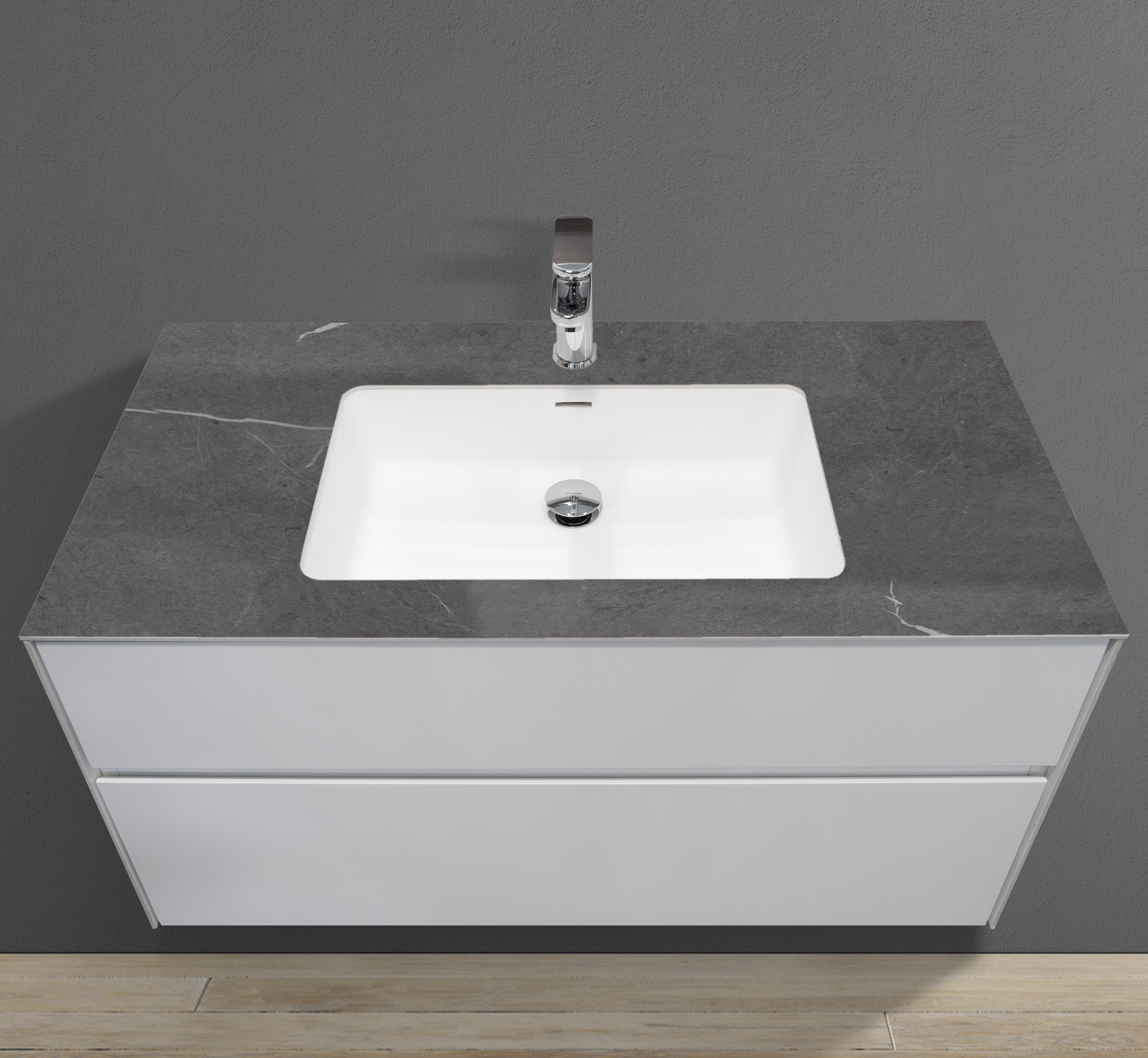 MC 1000P top basin view #color_pietra_grey_porcelain