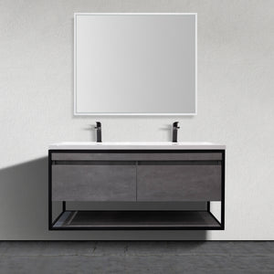 Meuble-lavabo mural moderne en mélamine noire de 47 po