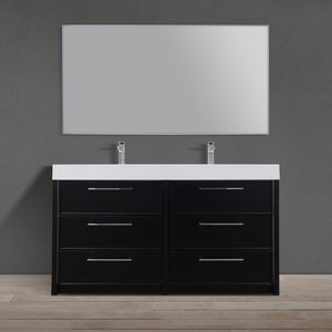 Meuble-lavabo autoportant de 60 po en MDF avec comptoir en acrylique