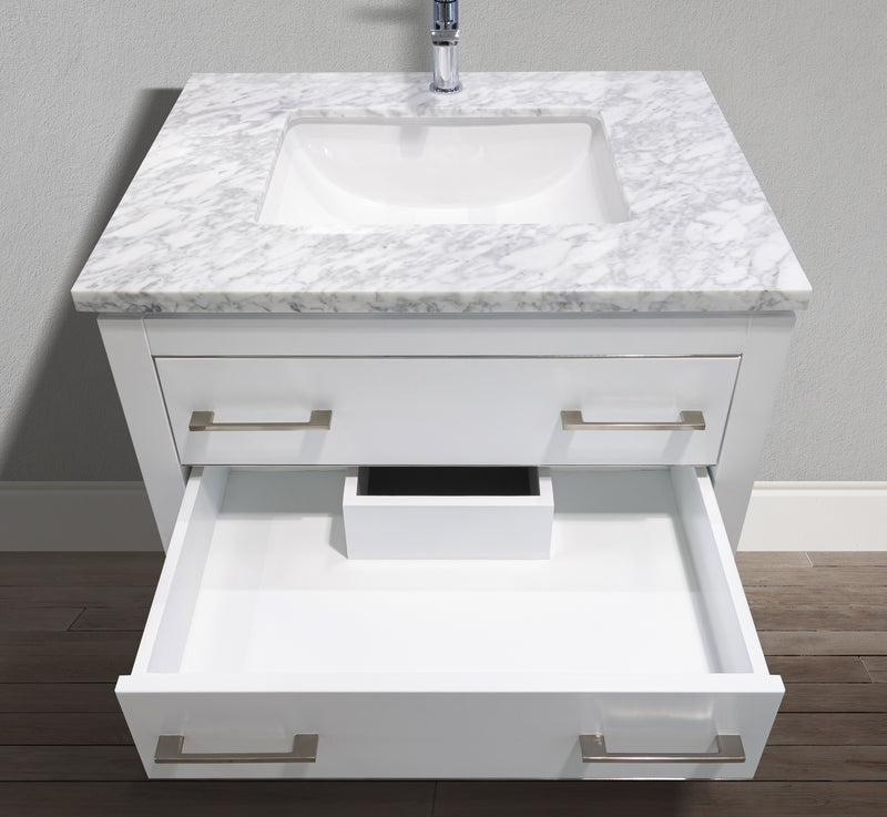 MC 4002-36 top basin view with middle U shape drawer open