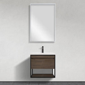 Meuble-lavabo mural moderne de 24 po avec cadre noir en mélamine