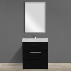 Meuble-lavabo autoportant en MDF de 27 po avec comptoir en acrylique