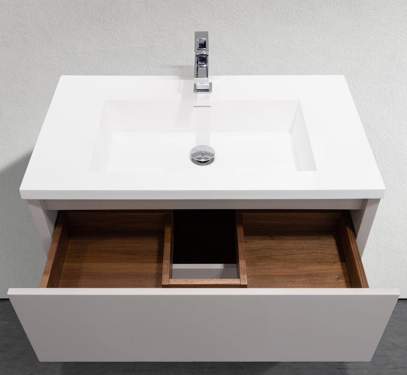 MC 800VO top basin view with open U shaped drawer