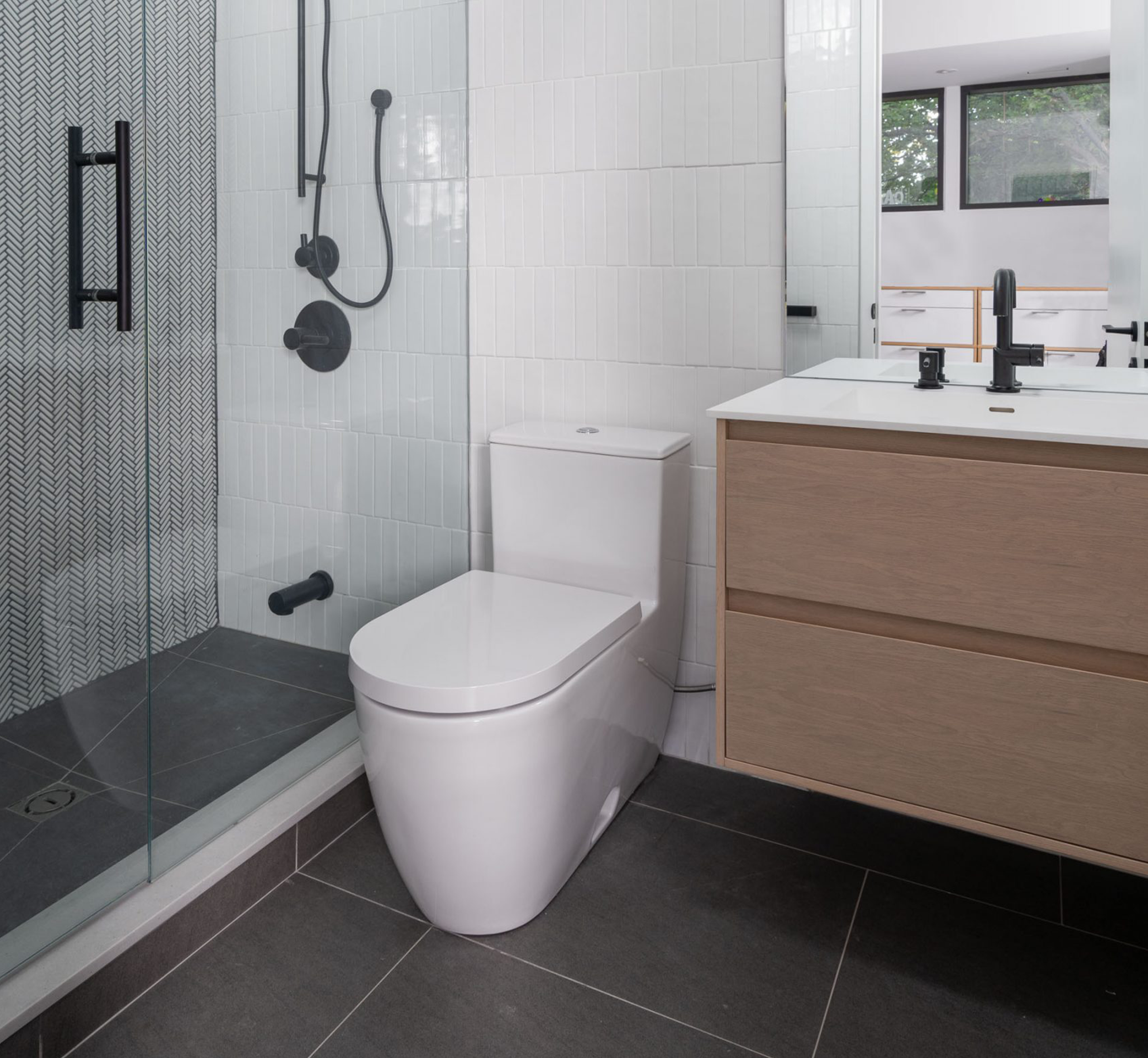 Meuble-lavabo mural en placage de bois de 91 cm avec vasque en surface solide