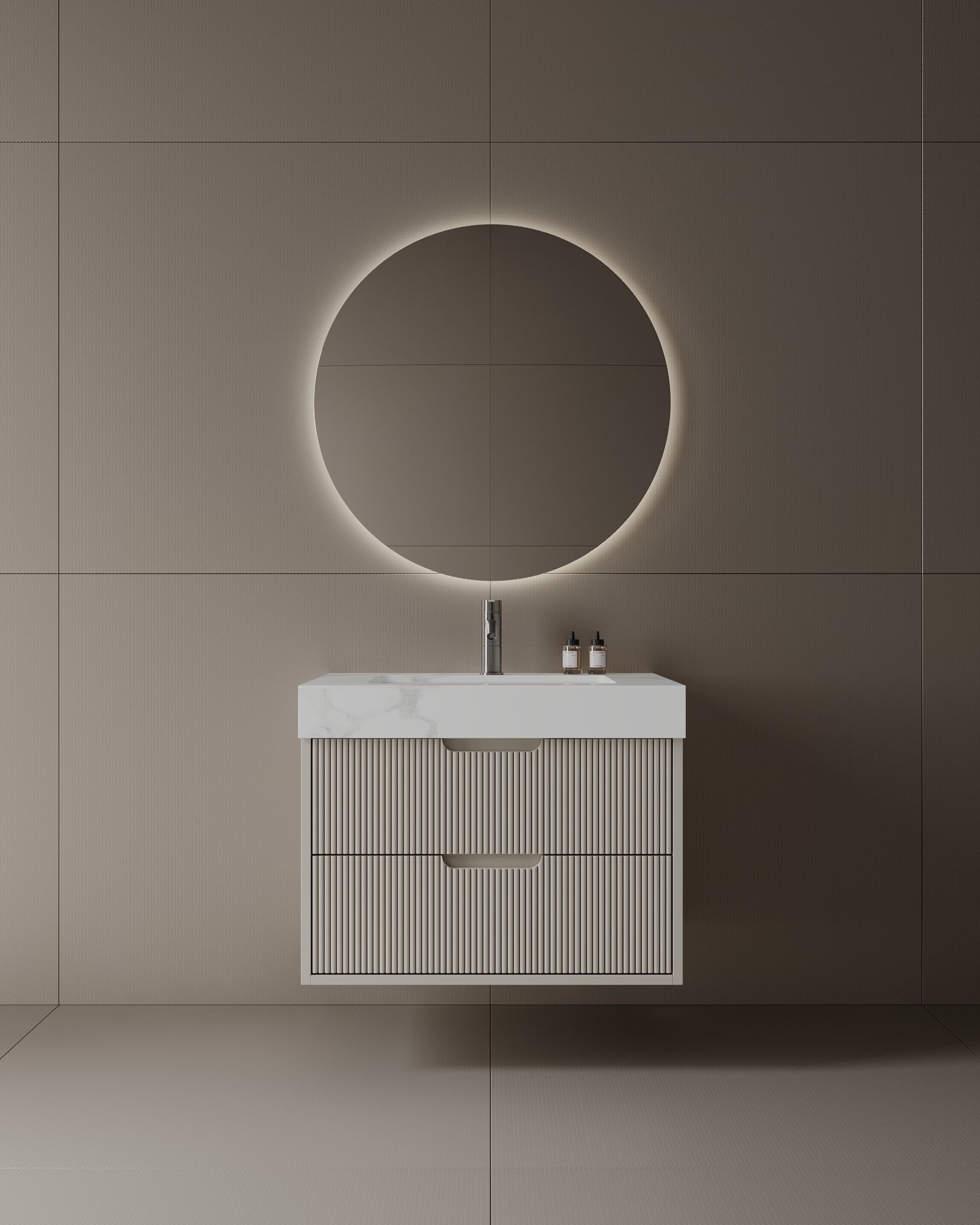 Meuble-lavabo flottant cannelé de 30 po avec évier simple