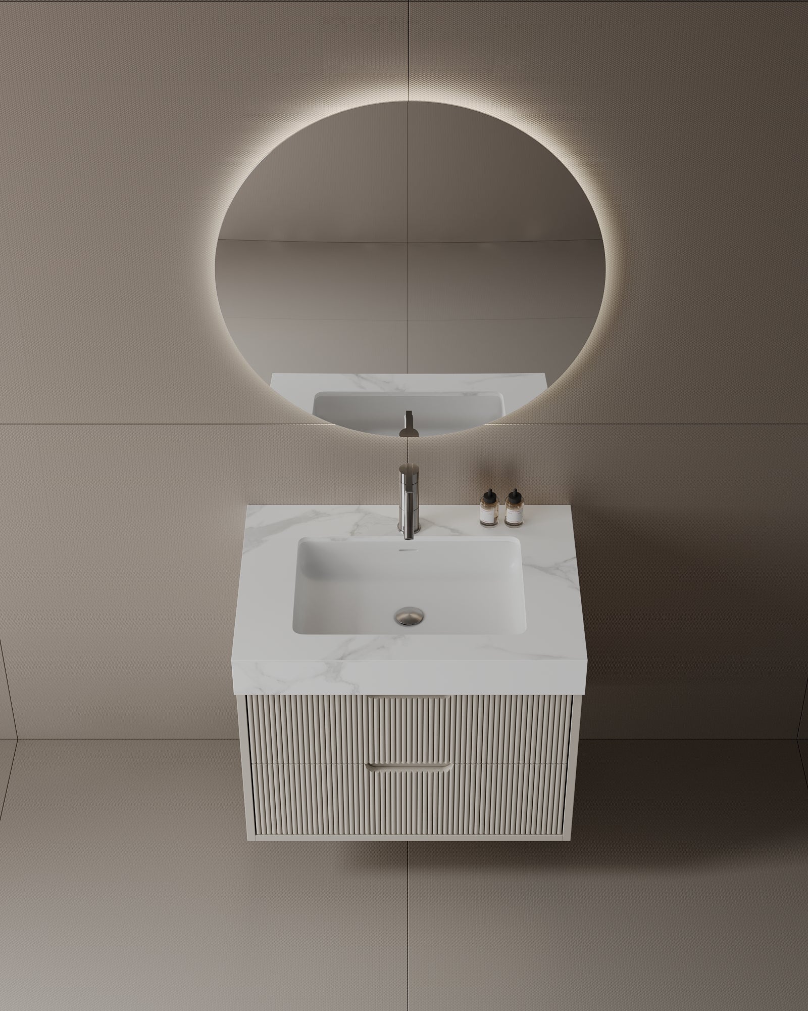 Meuble-lavabo flottant cannelé de 30 po avec évier simple