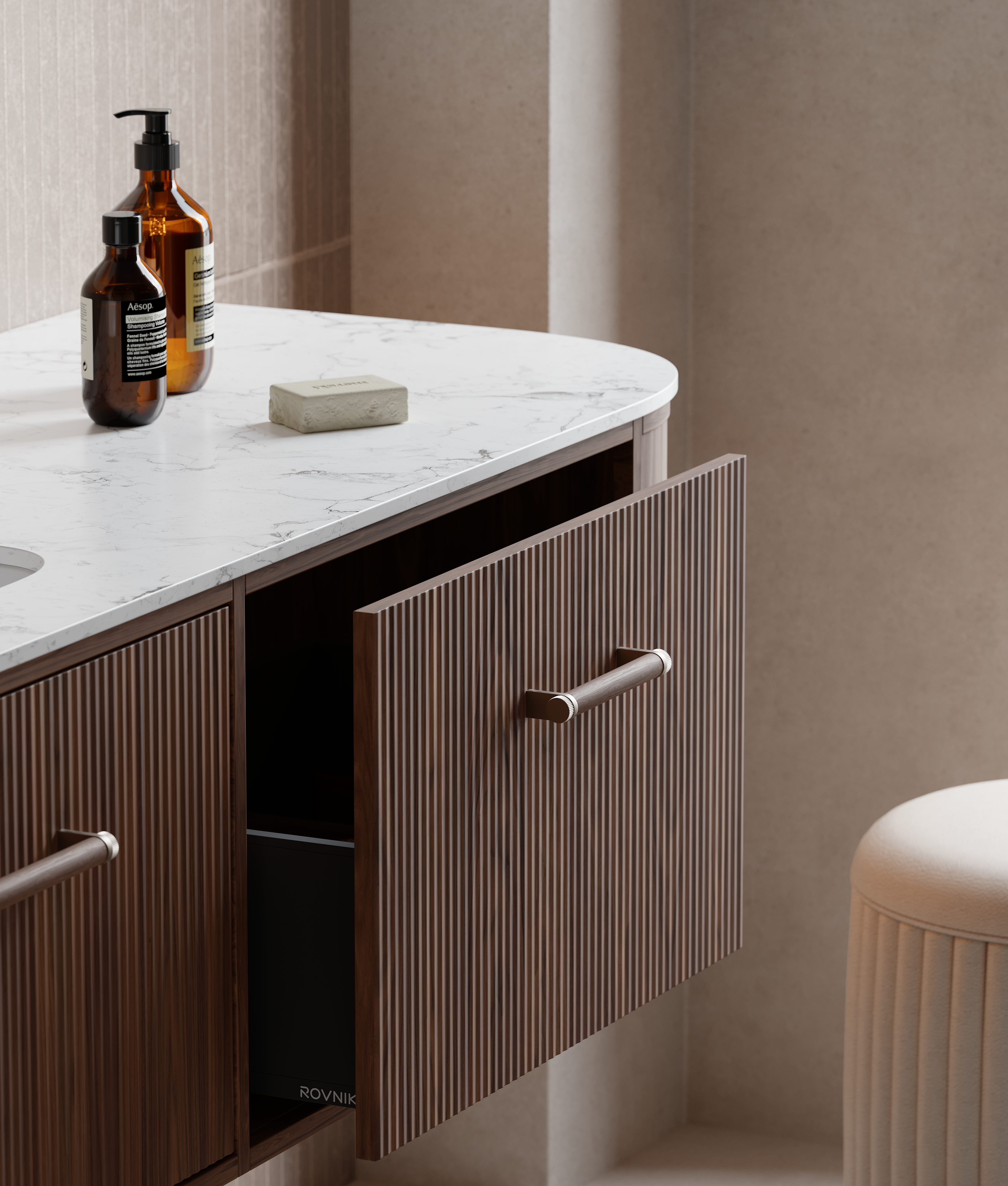 Meuble-lavabo à surface mate de 71 po