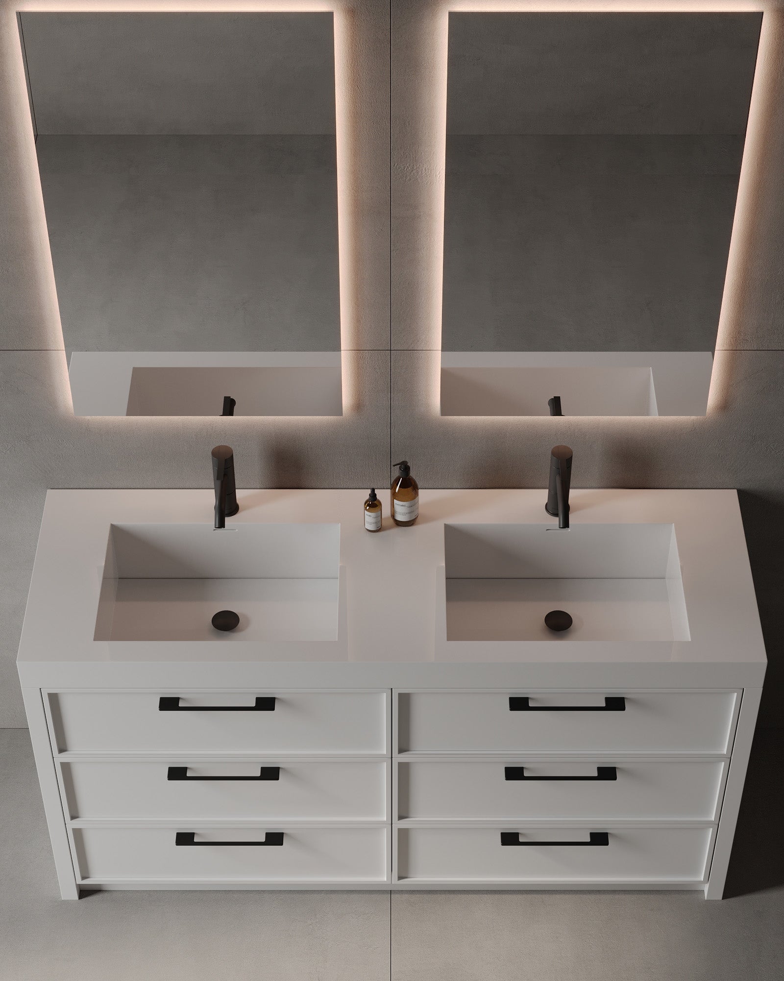 60" Freestanding MDF Vanity With Acrylic Countertop