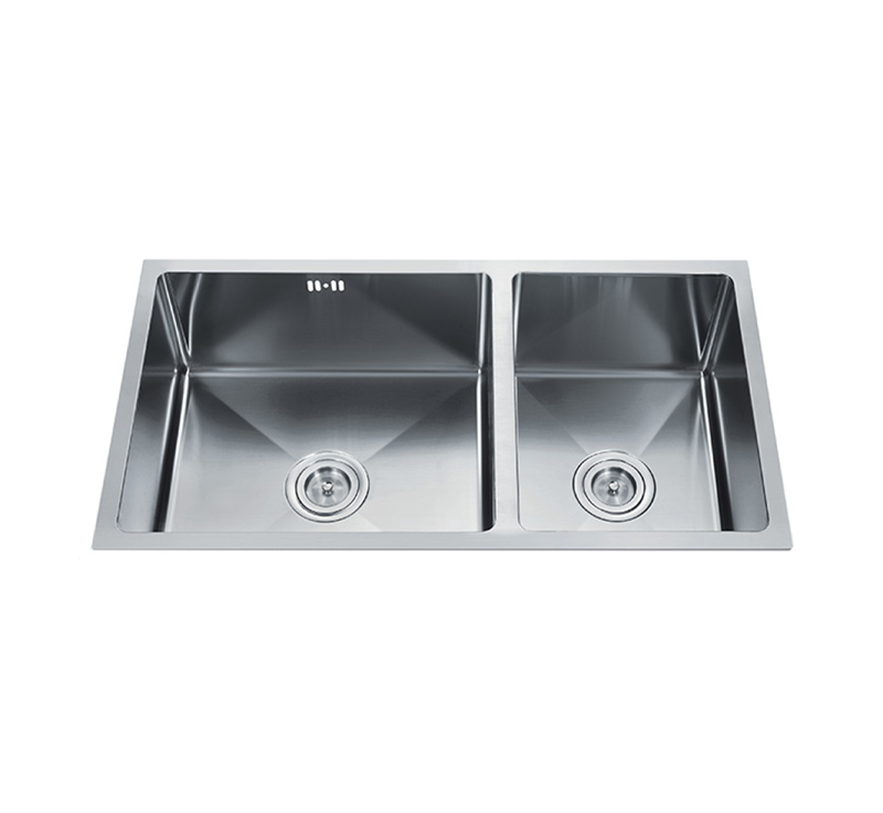 33" Square Stainless Steel Double Bowl Sink