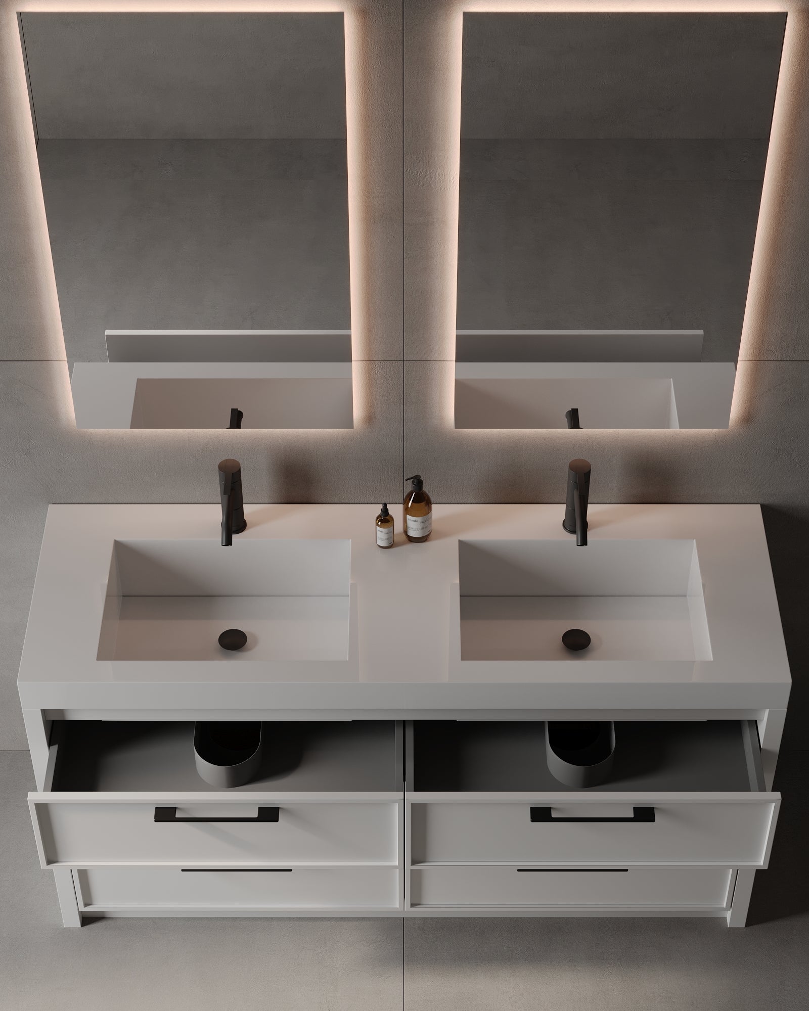 59" Modern Freestanding 3 Drawer Vanity