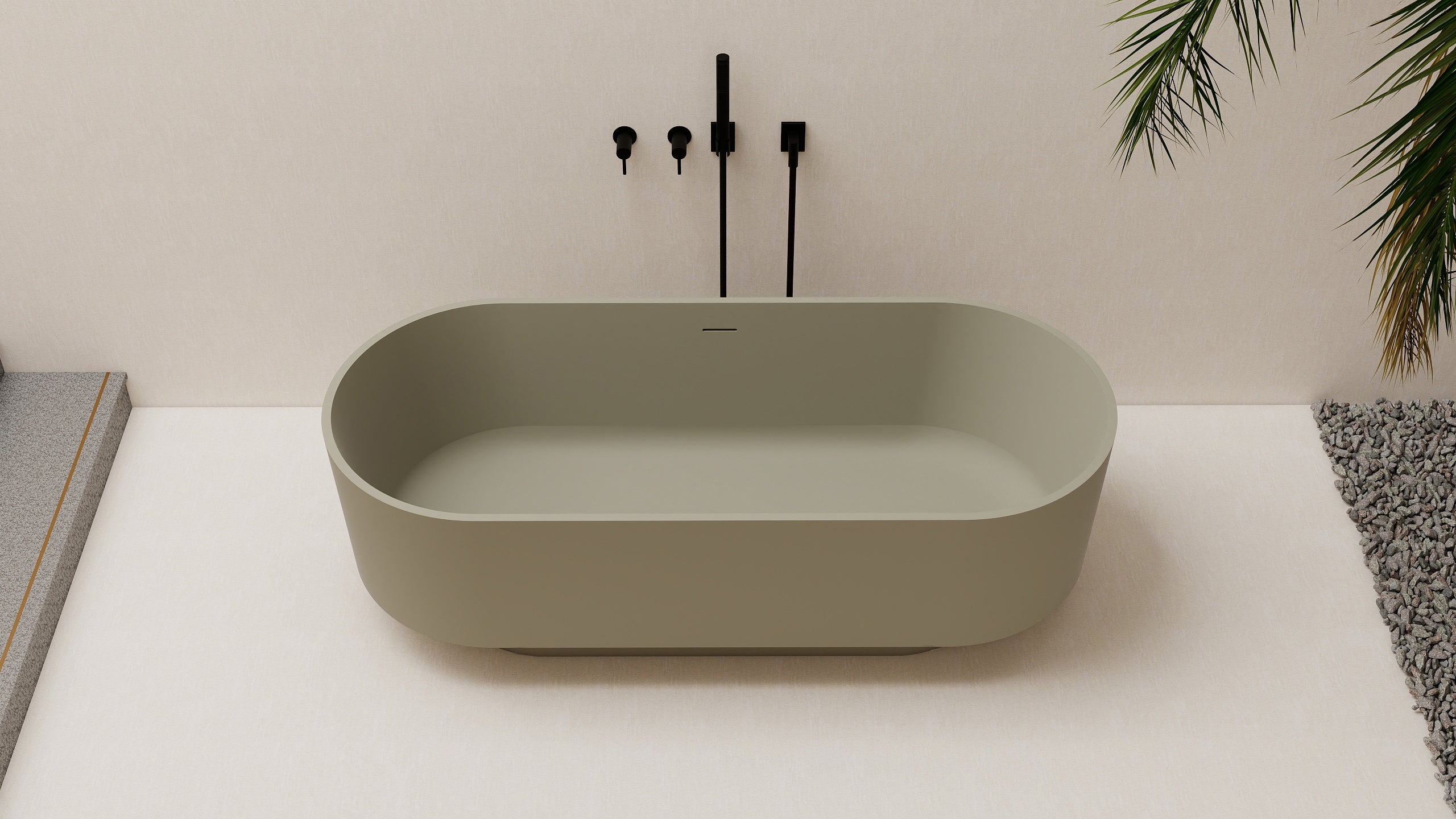 67" Oval Solid Surface Freestanding Bathtub