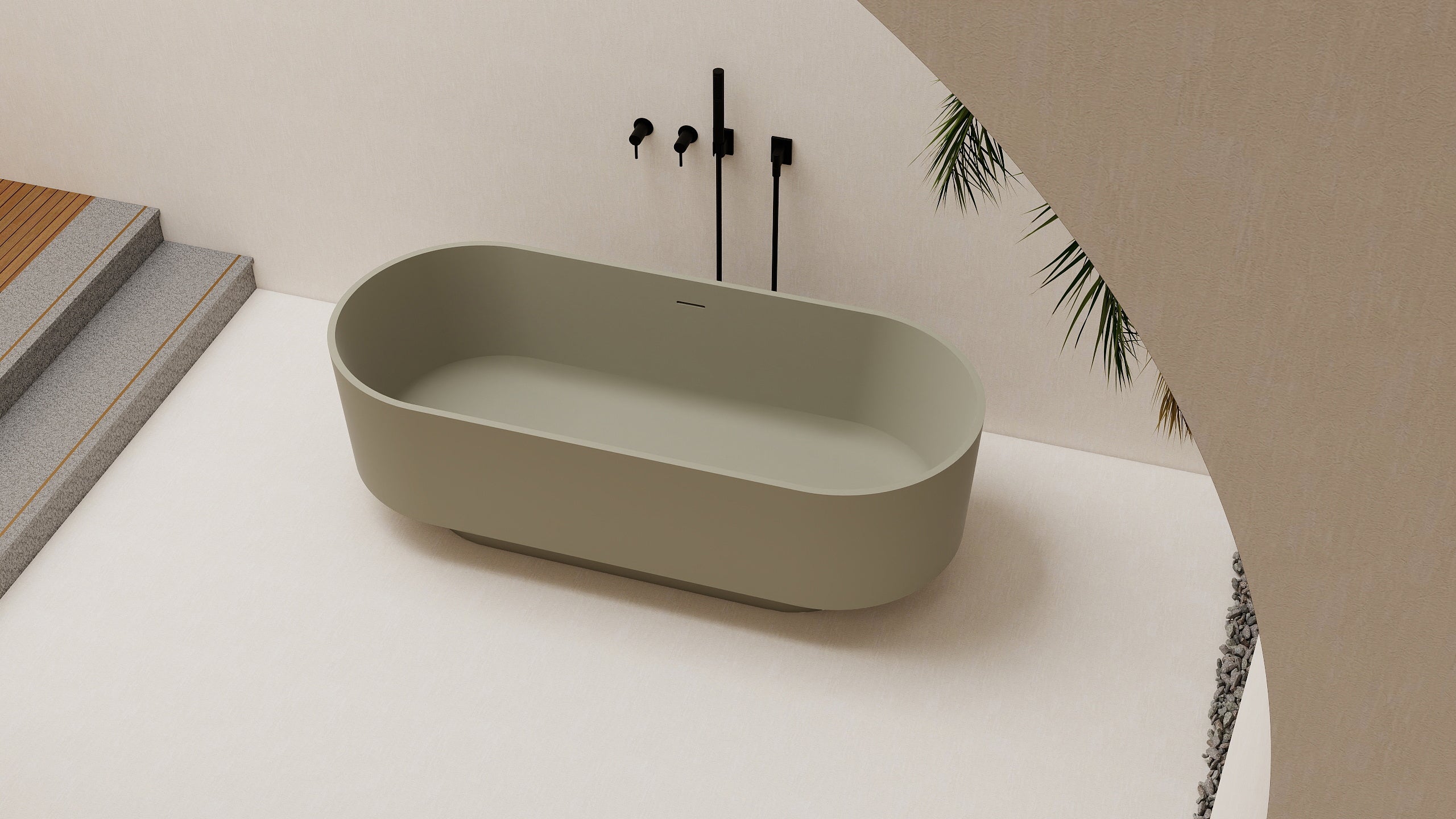 67" Oval Solid Surface Freestanding Bathtub