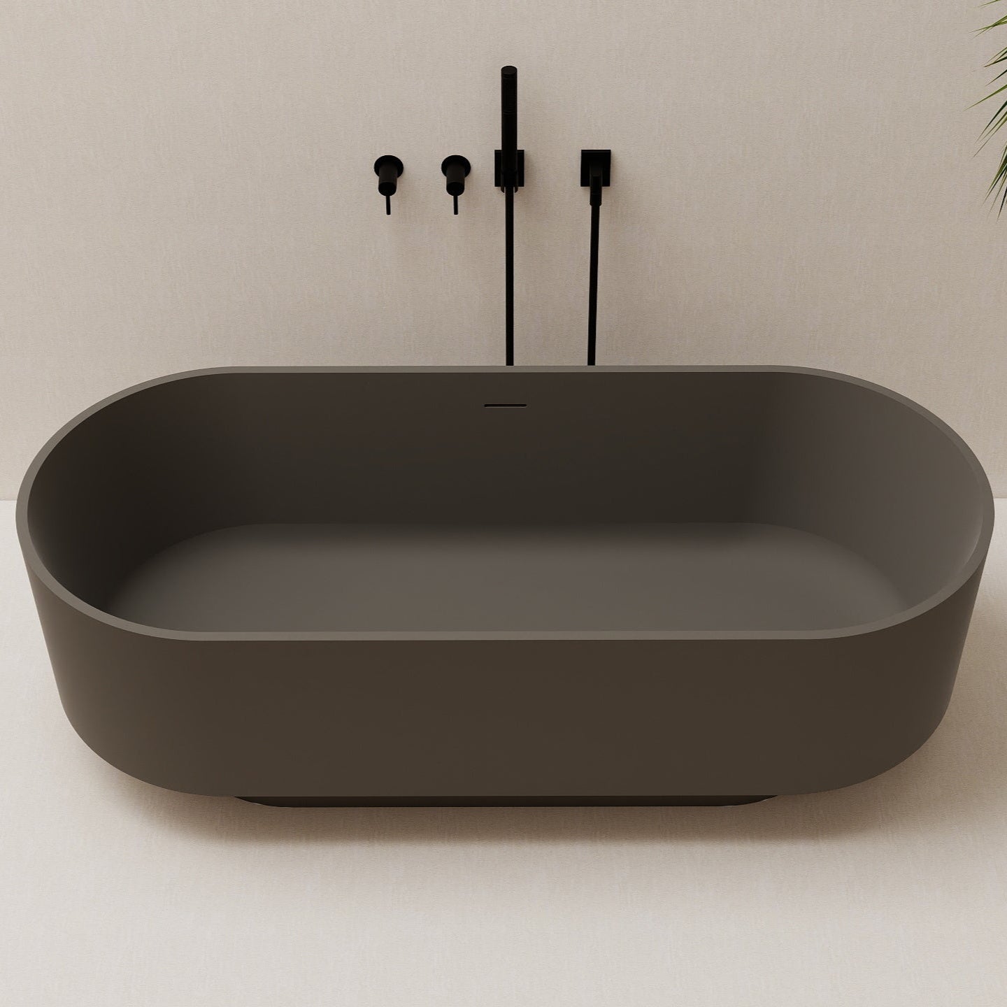 67" Oval Solid Surface Freestanding Bathtub