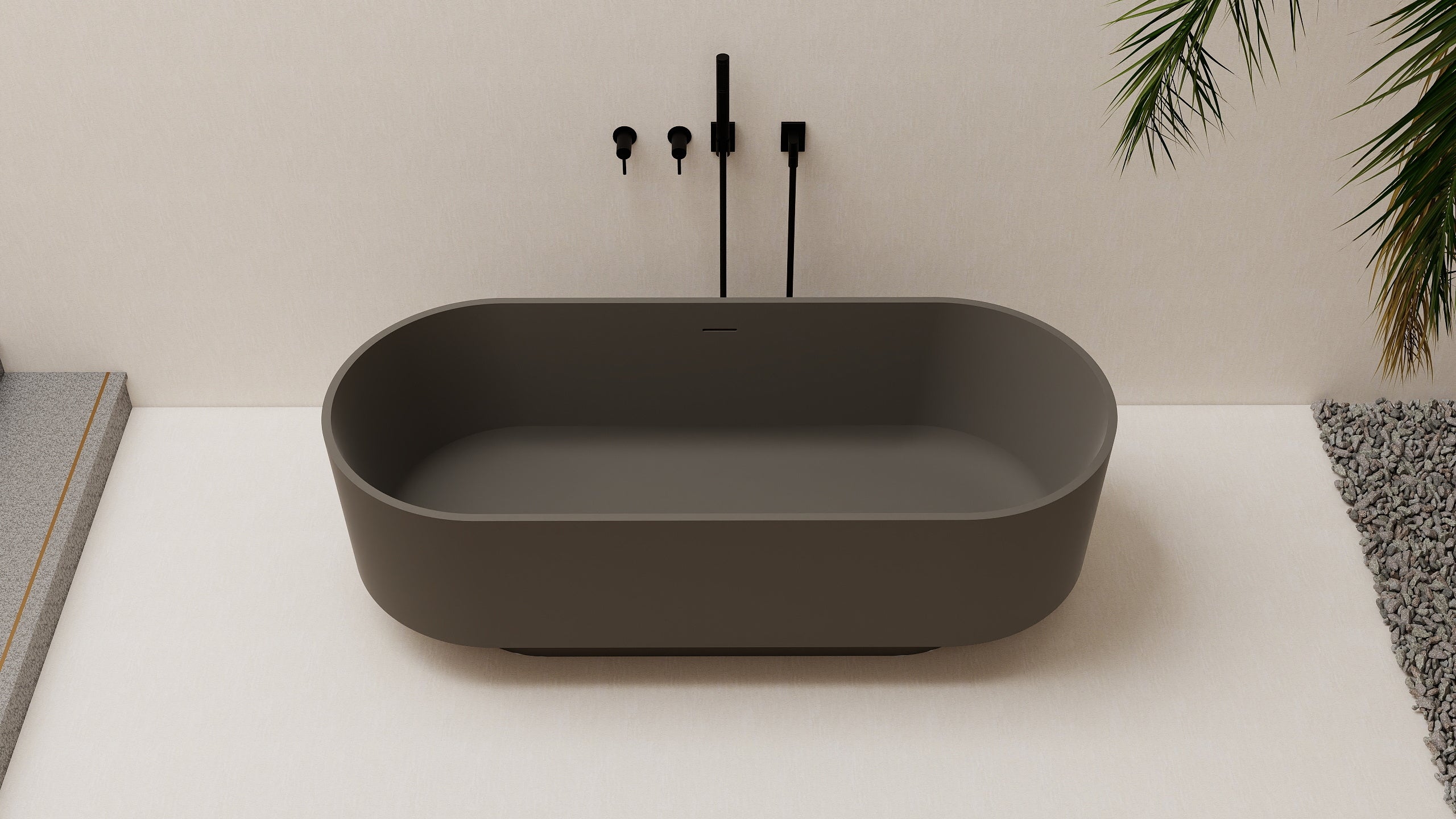 67" Oval Solid Surface Freestanding Bathtub