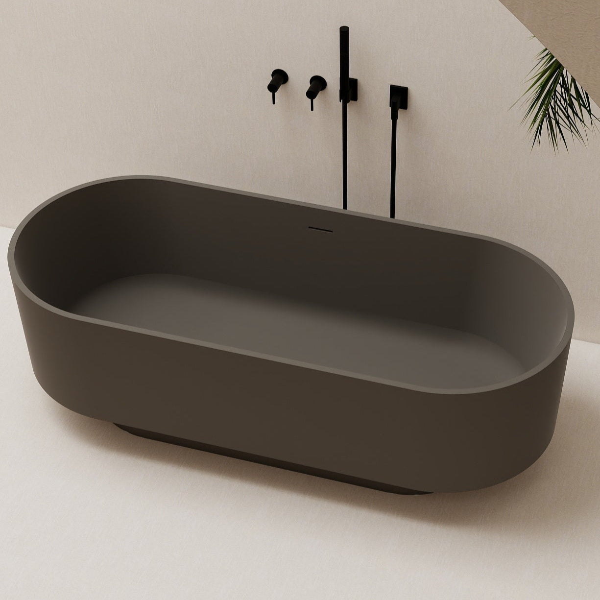 67" Oval Solid Surface Freestanding Bathtub