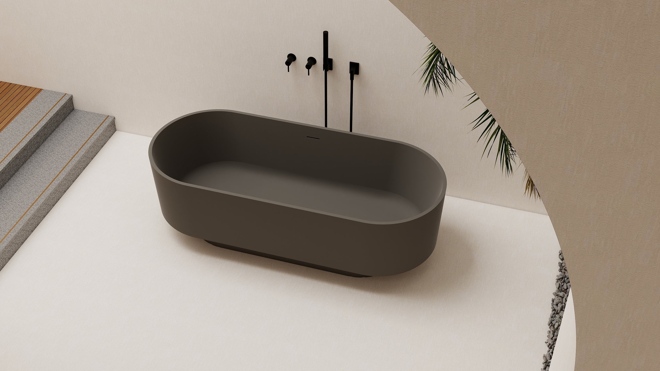 67" Oval Solid Surface Freestanding Bathtub