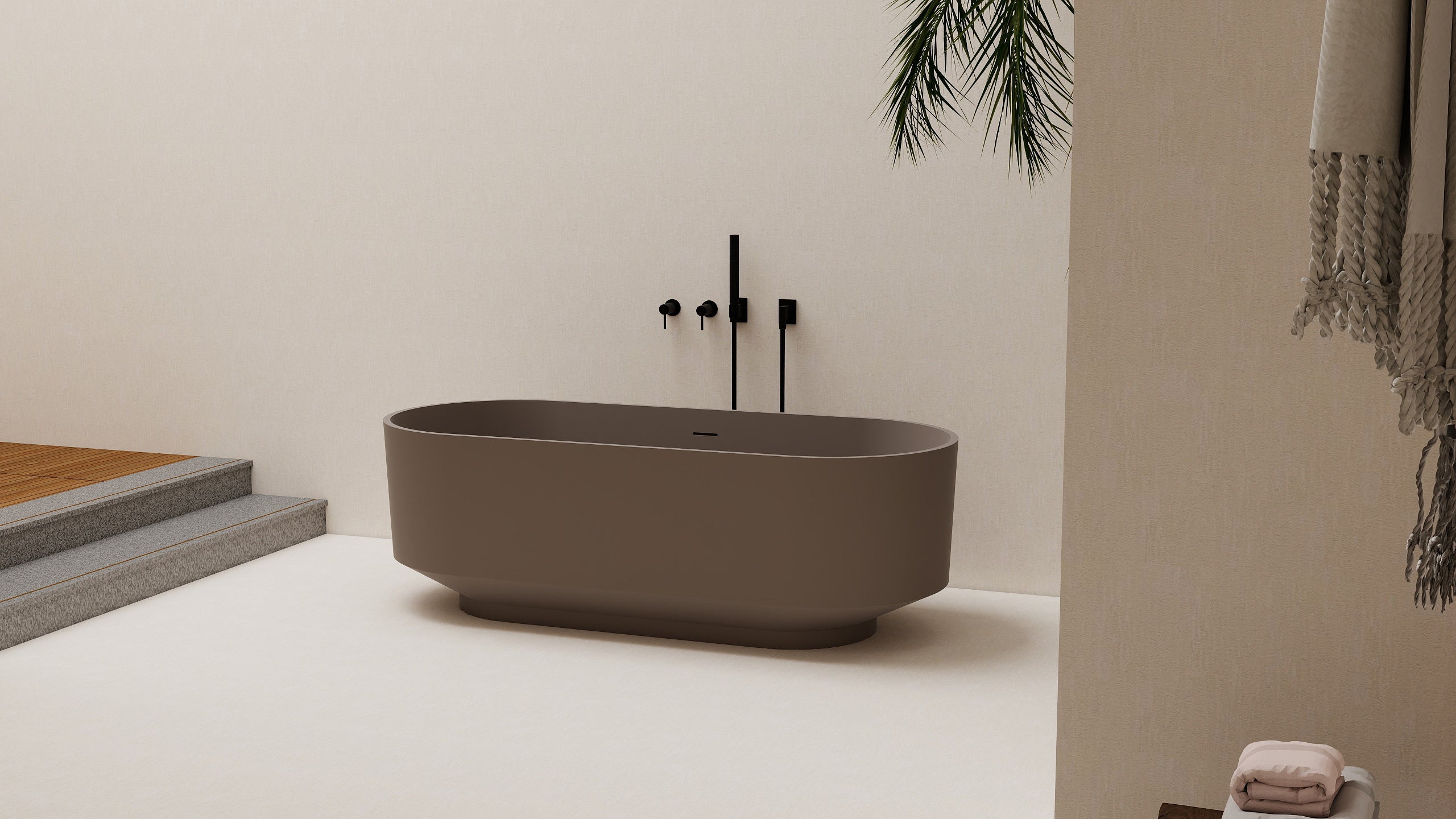 67" Oval Solid Surface Freestanding Bathtub