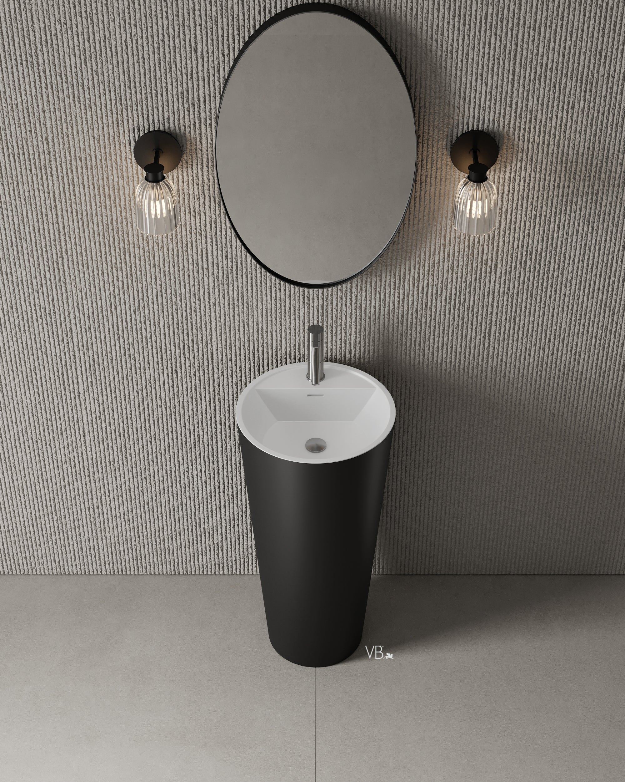 18" Freestanding Round Solid Surface I-Stone Basin