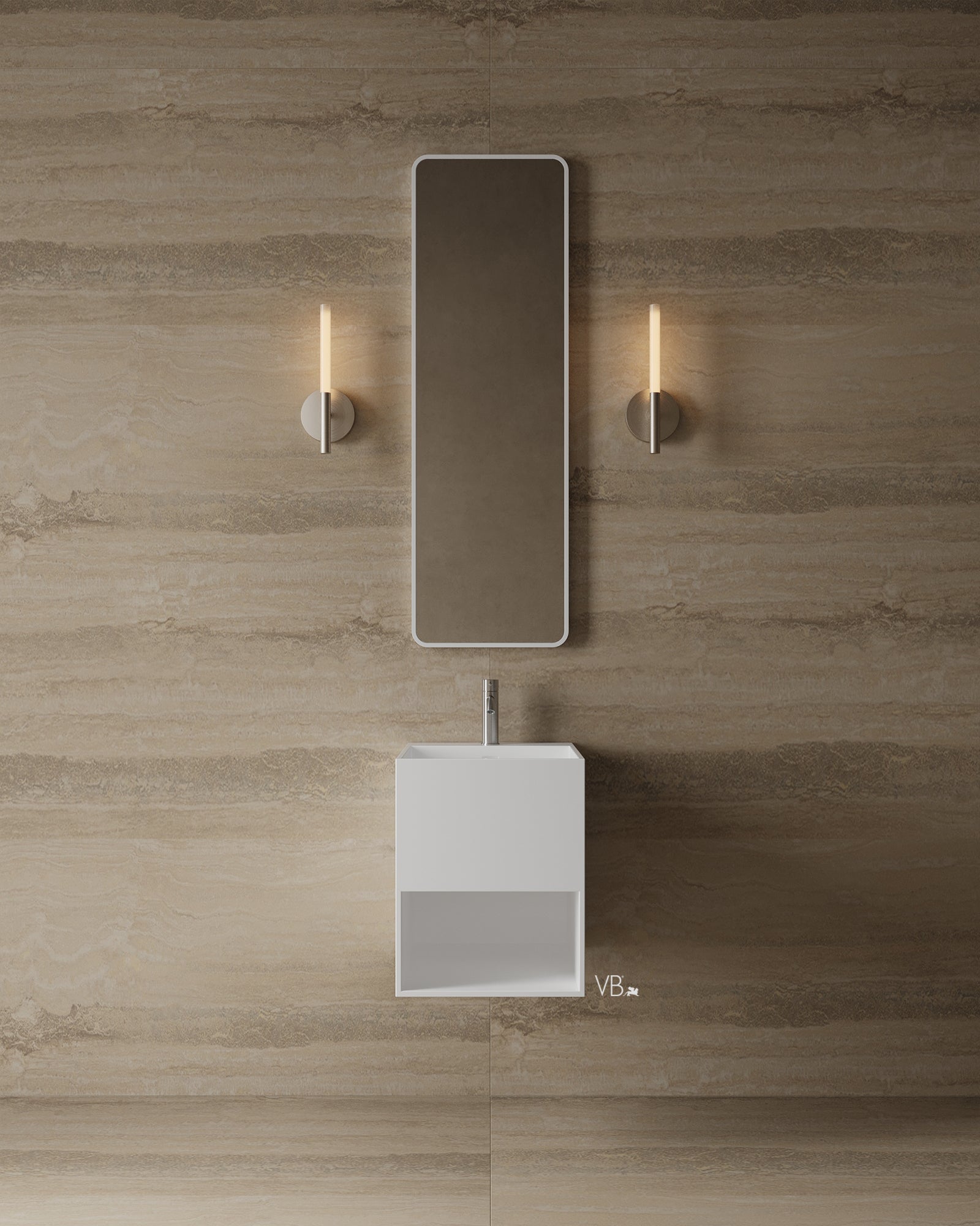 16" Wall-Mounted Square Solid Surface i-Stone Basin