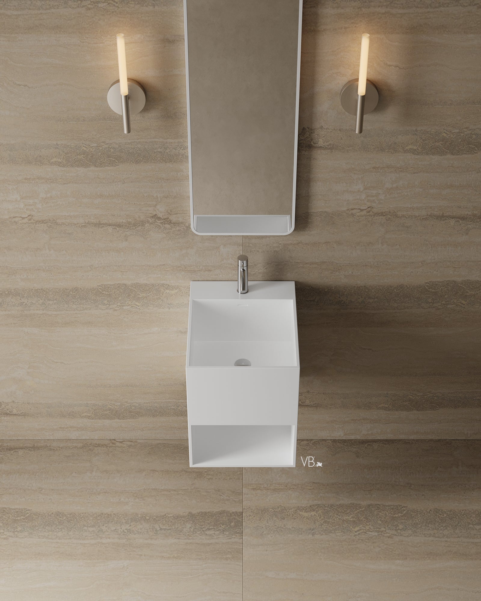 16" Wall-Mounted Square Solid Surface i-Stone Basin
