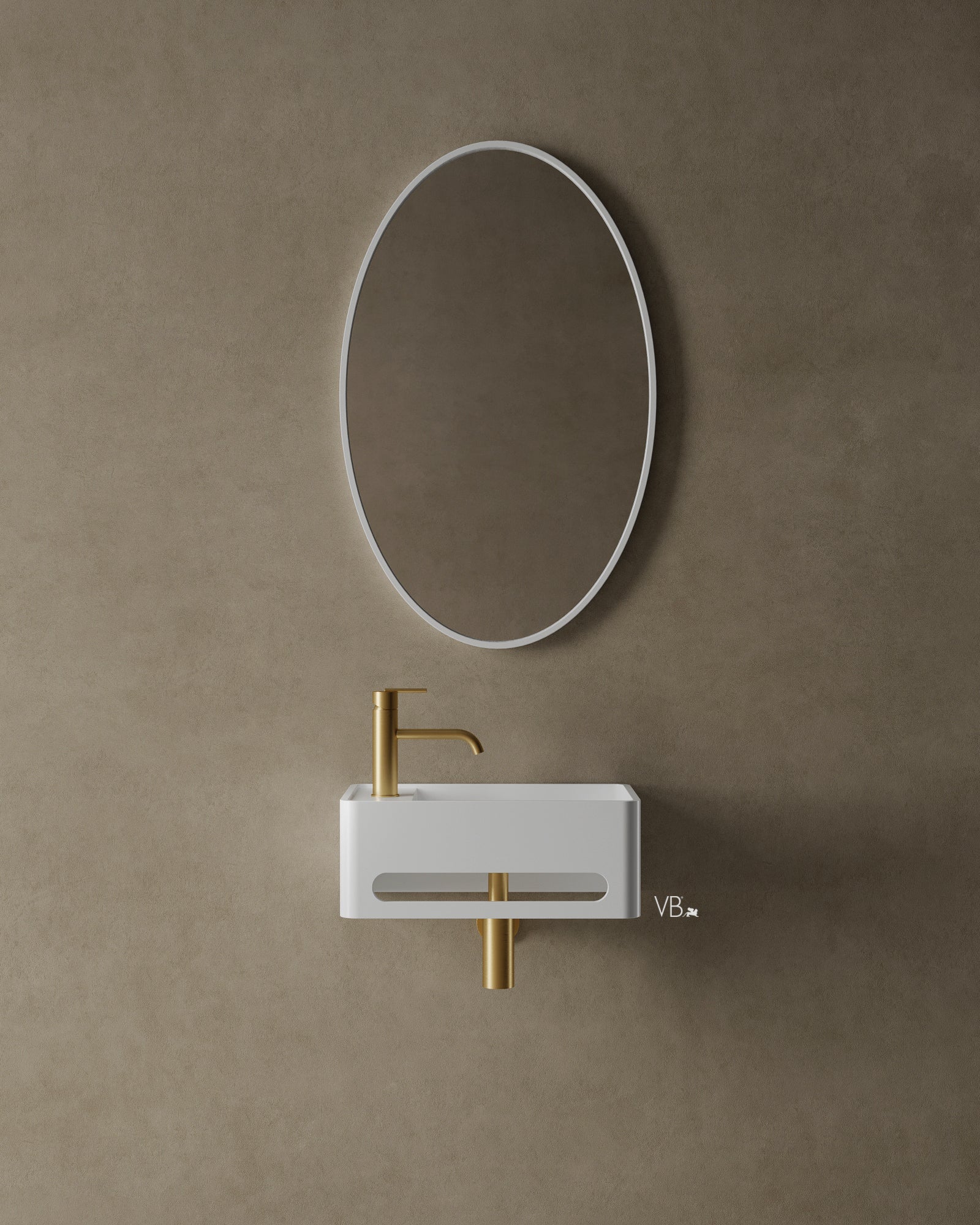 18" Wall-Mounted White Rounded Basin