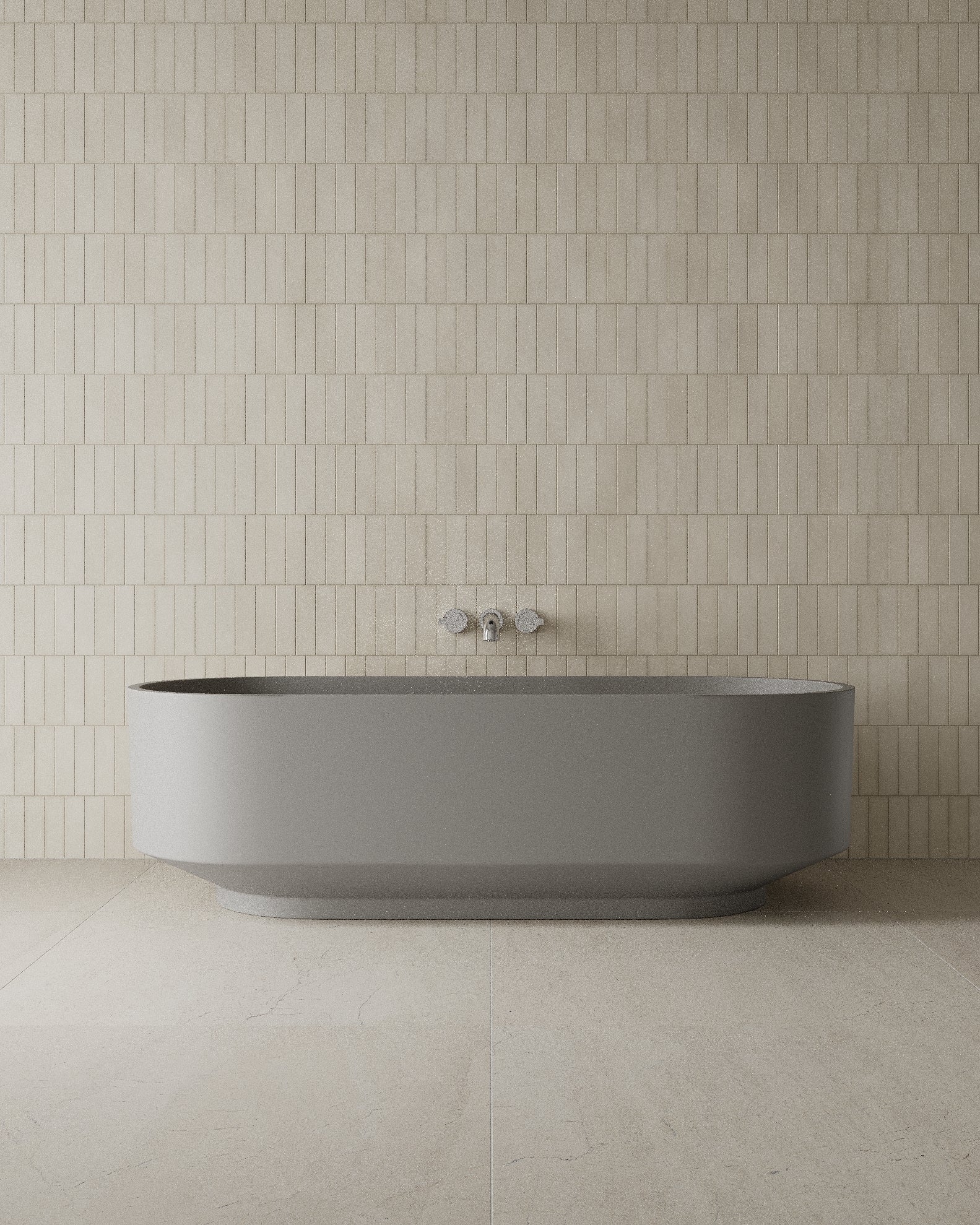 67" Oval Solid Surface Freestanding Bathtub