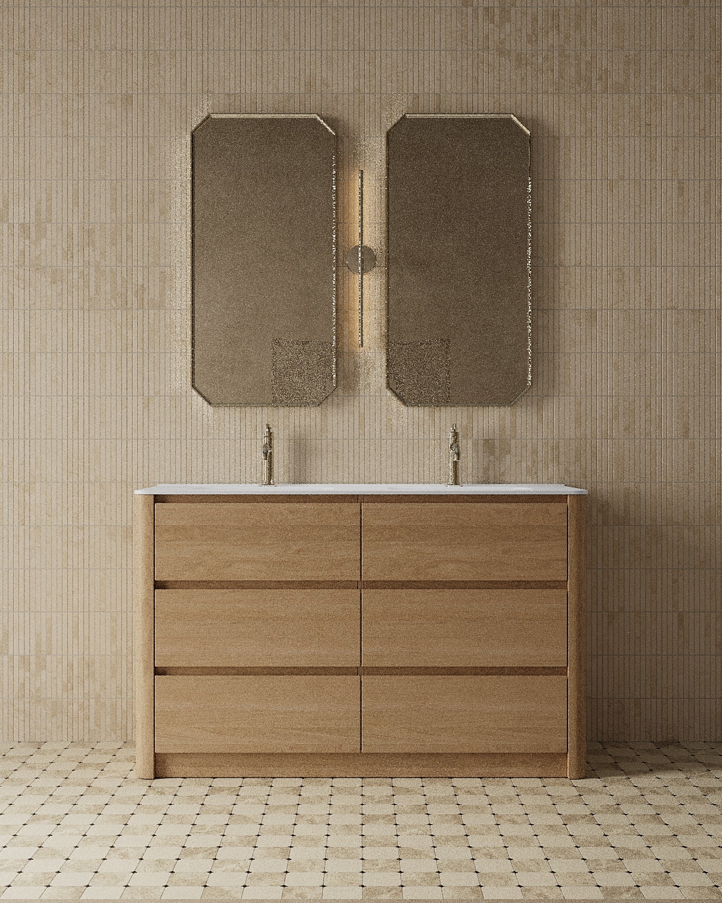 Meuble-lavabo de salle de bain de style shaker transitionnel de 60 po avec comptoir en quartz