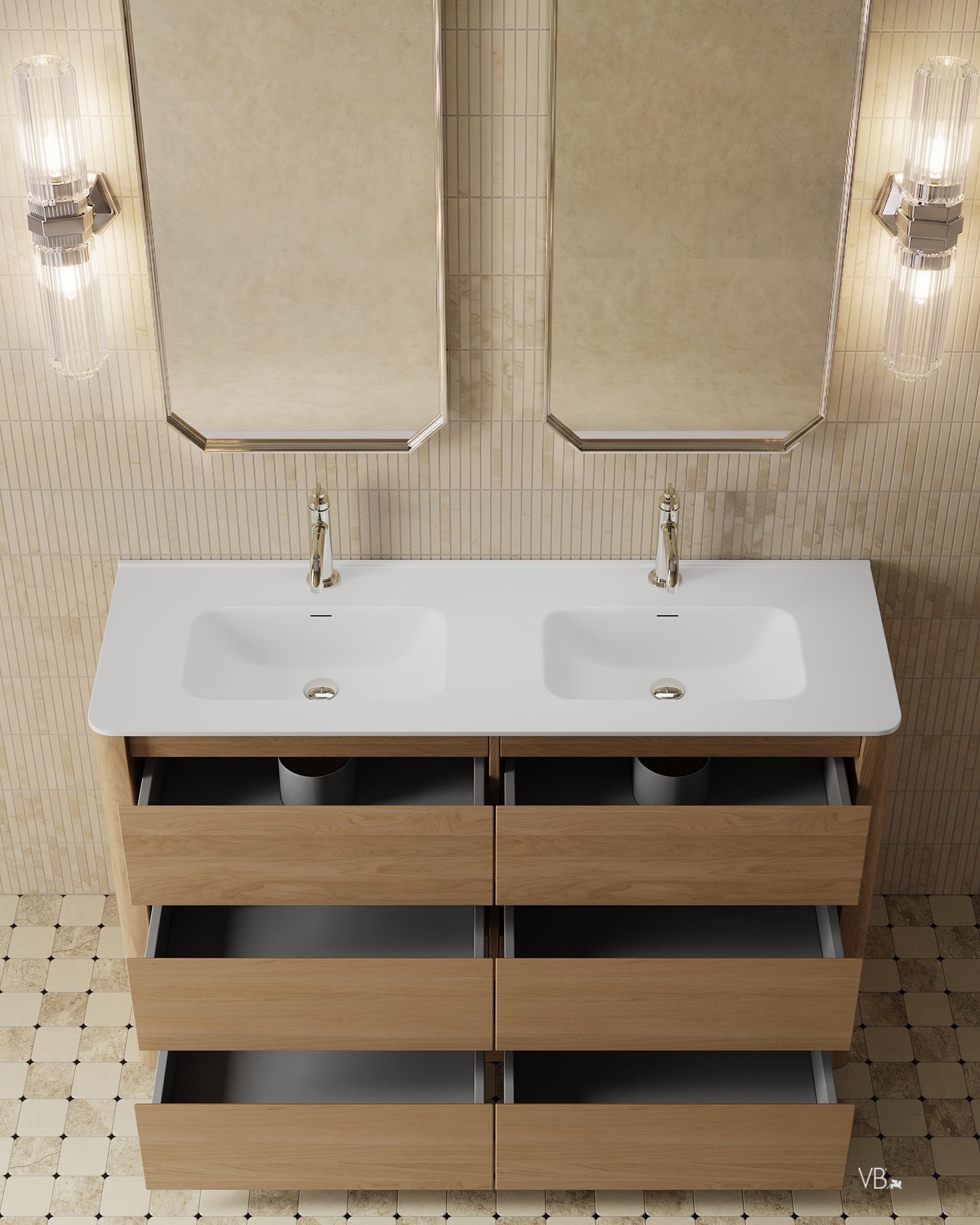 55" Freestanding Vanity with Curved Corners