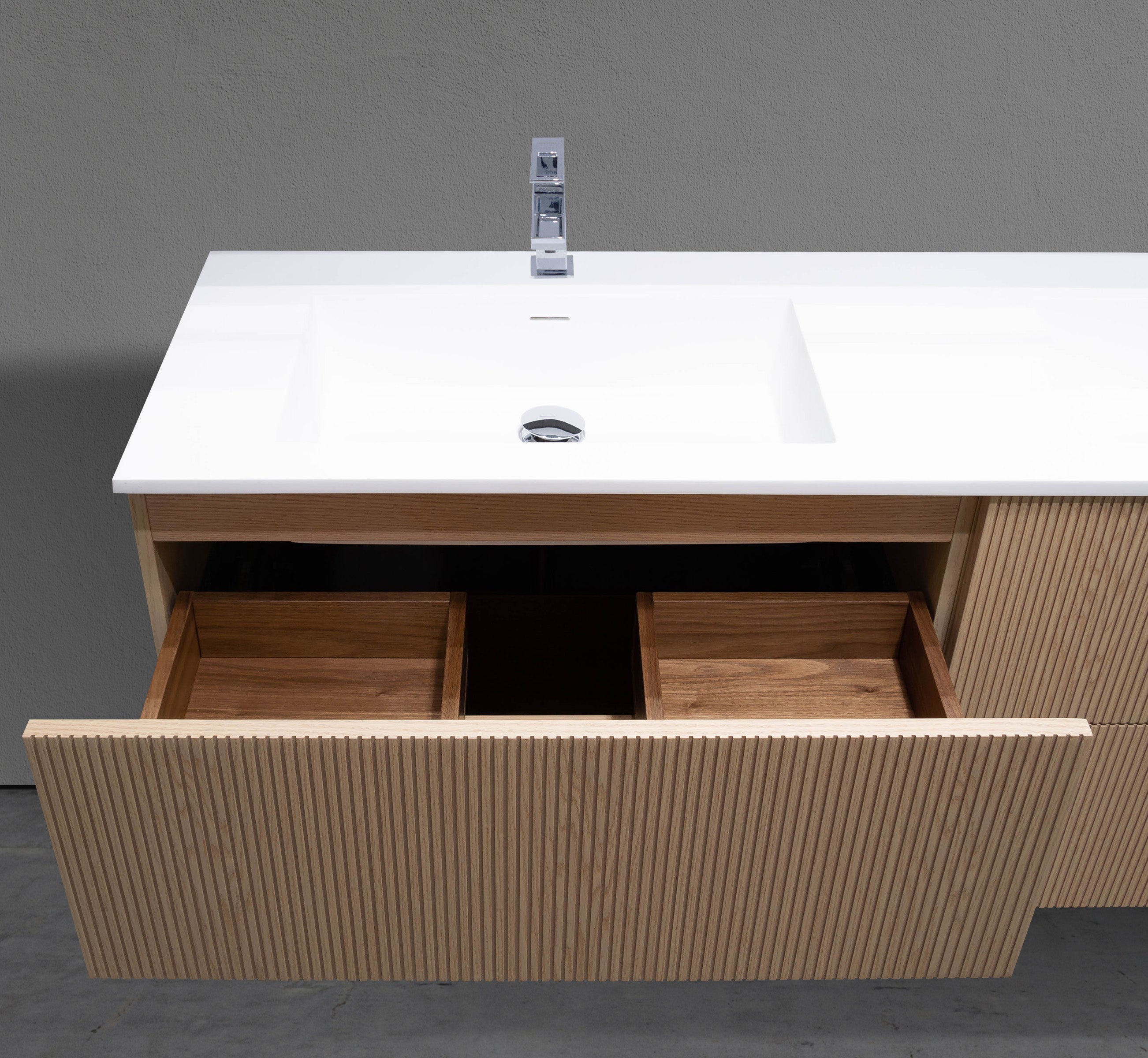 72" Floating Modern Vanity with Fluted Drawers