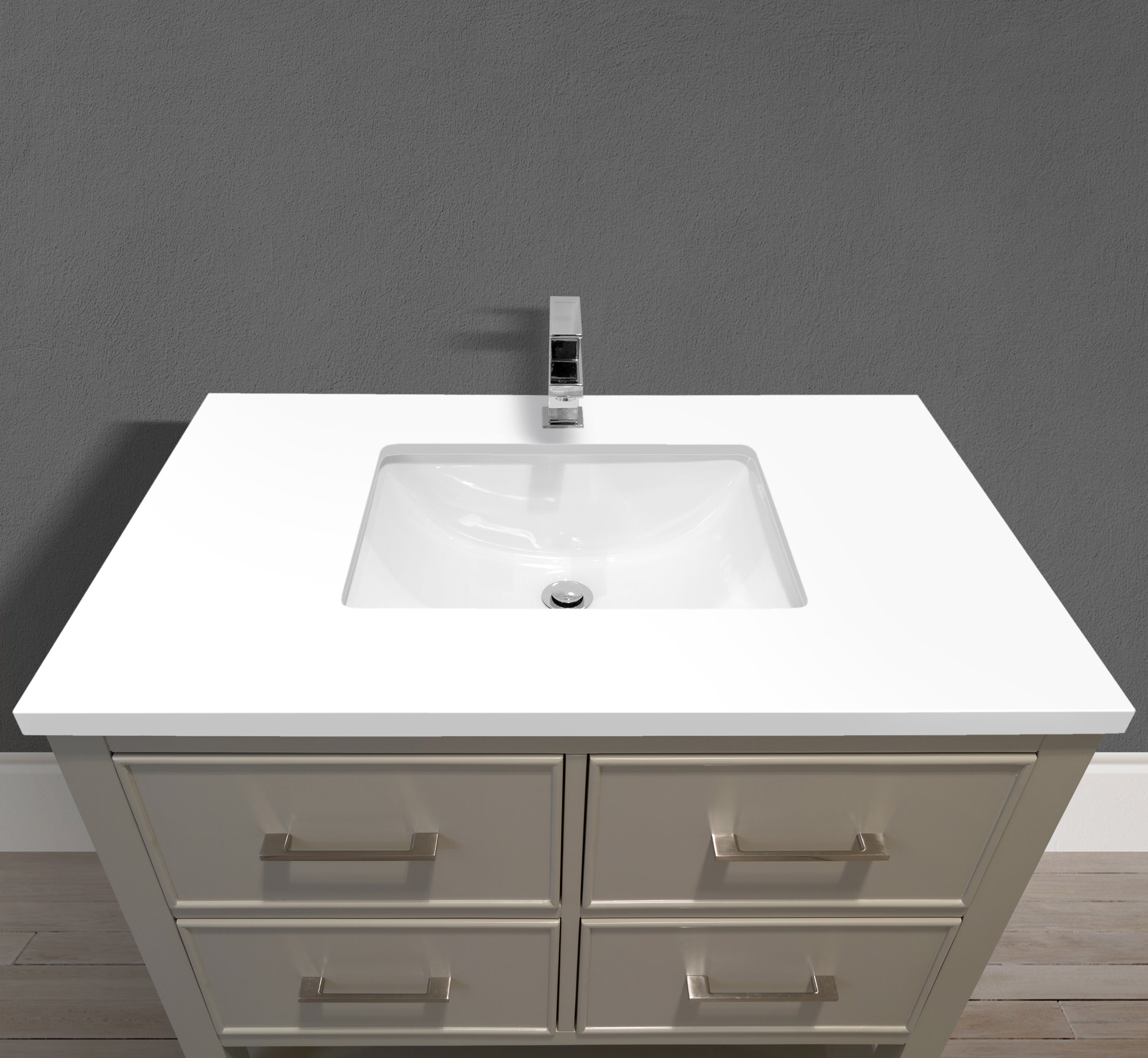 Meuble-lavabo transitionnel ouvert de 36 po avec comptoir en marbre ou en quartz