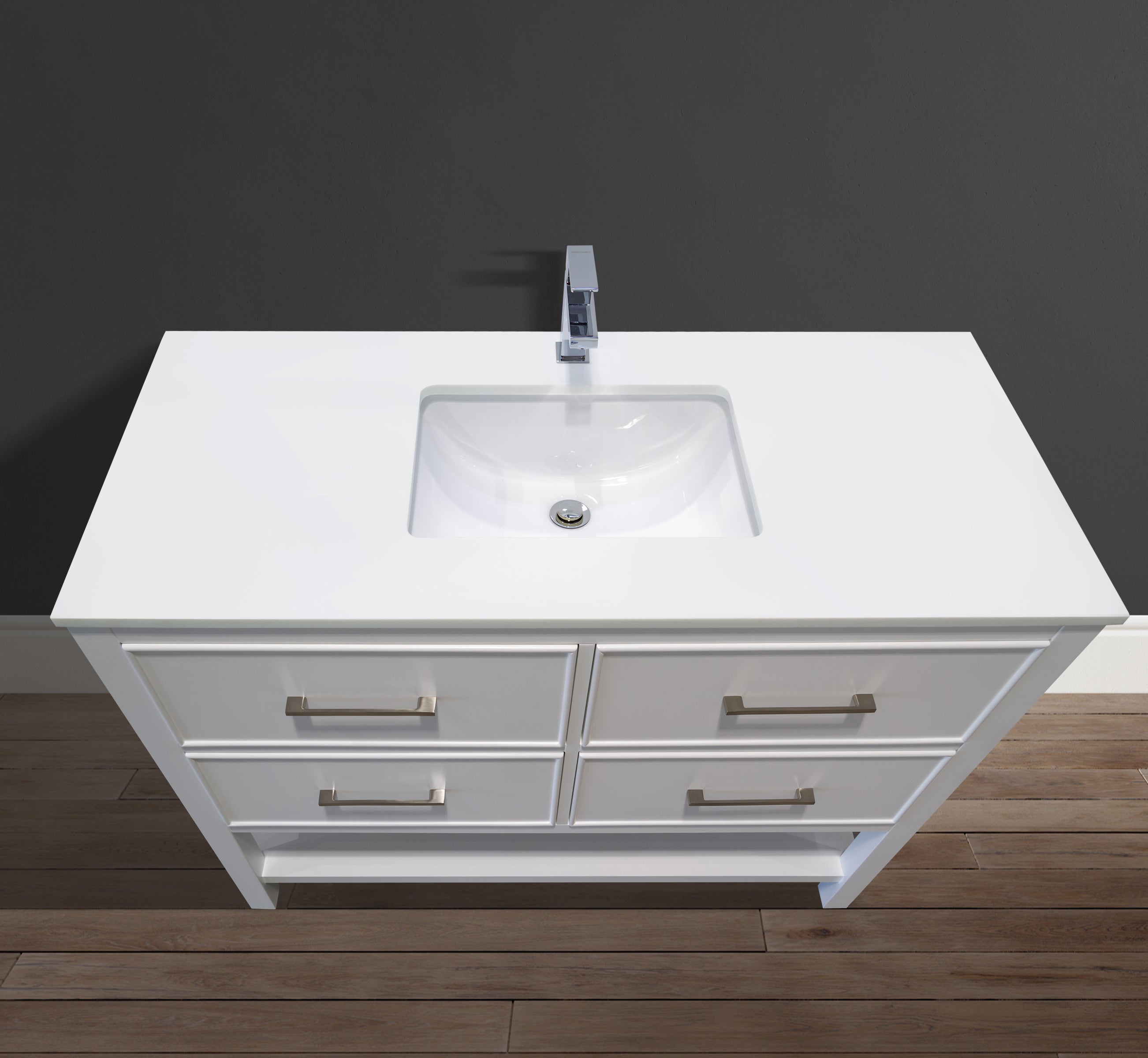 48" Open Bottom Transitional Vanity Marble or Quartz Countertop