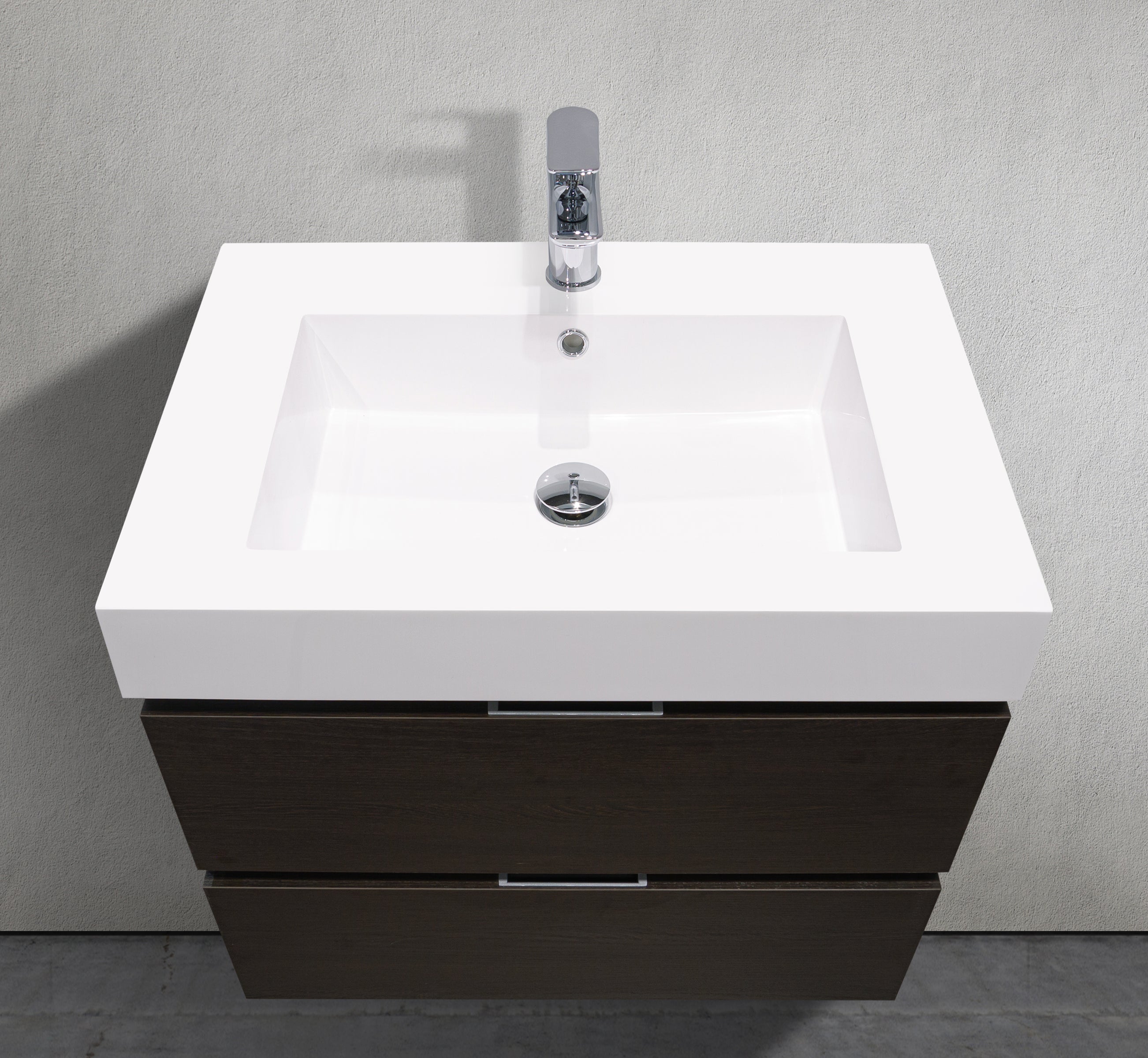 27" Floating Modern Bathroom Vanity 2 Drawers with Polyresin Top