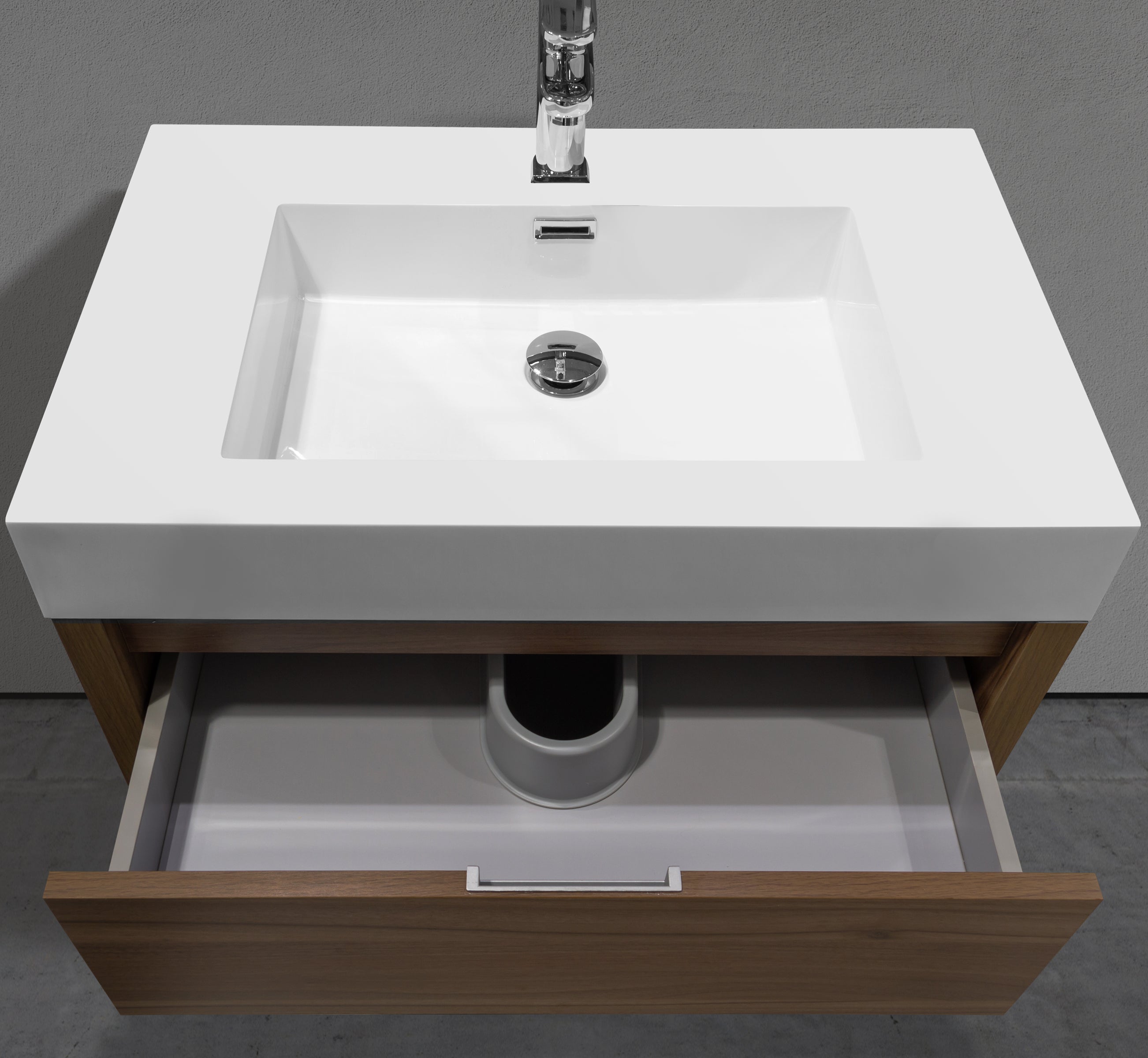 Meuble-lavabo de salle de bain moderne autoportant de 30 po avec étagère ouverte