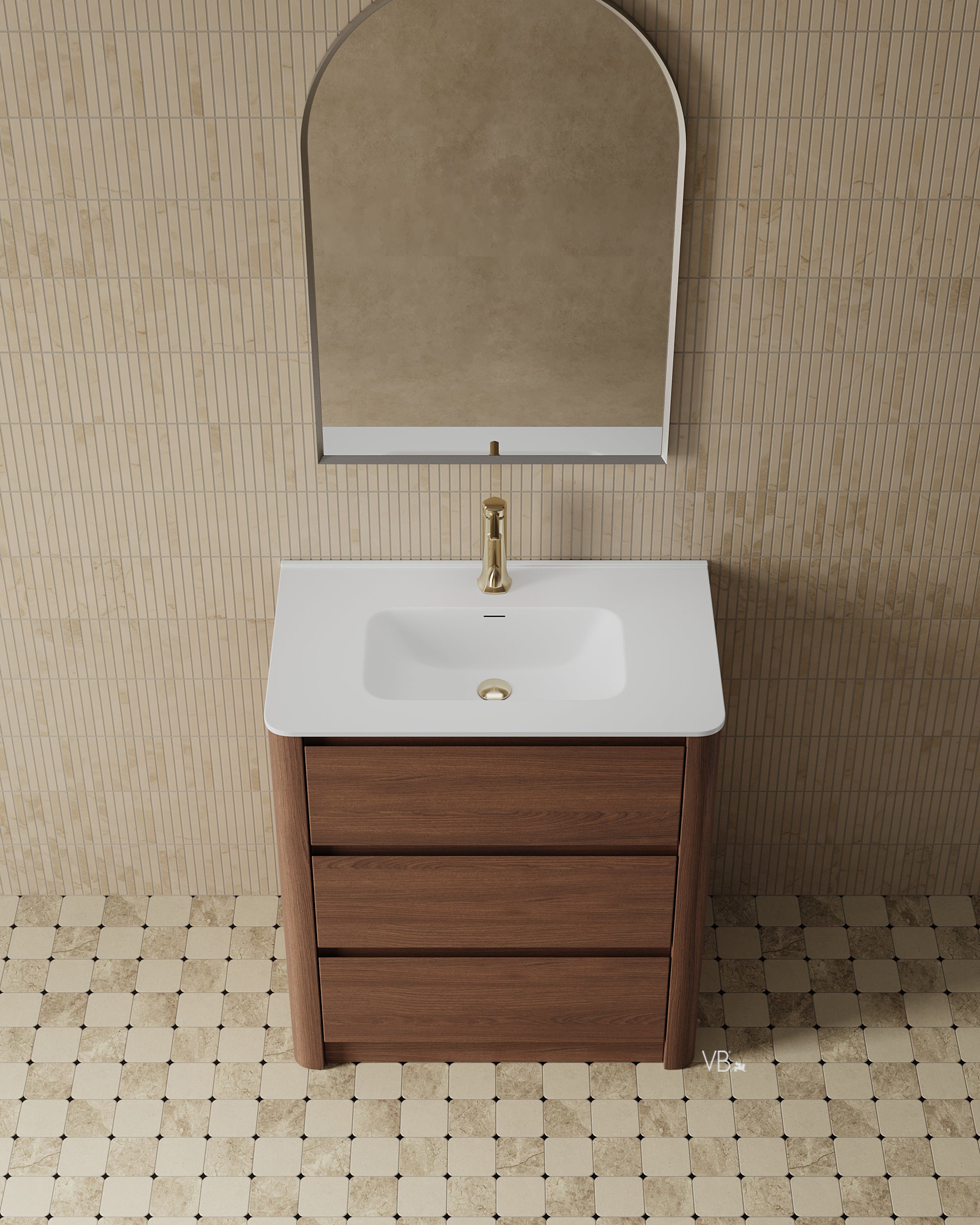30" Freestanding Vanity with Curved Corners