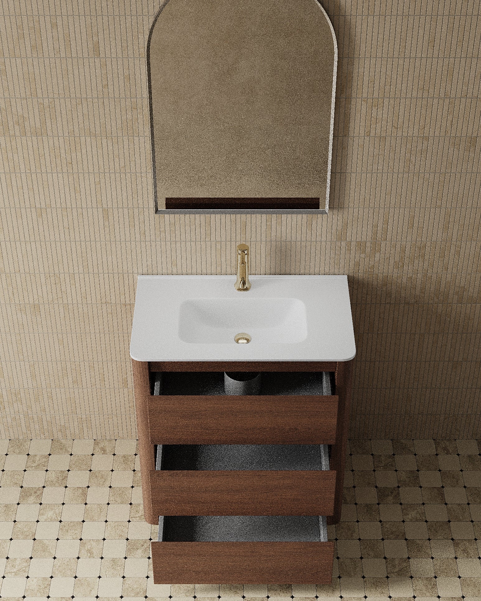Meuble-lavabo moderne autoportant de 31 po avec comptoir texturé