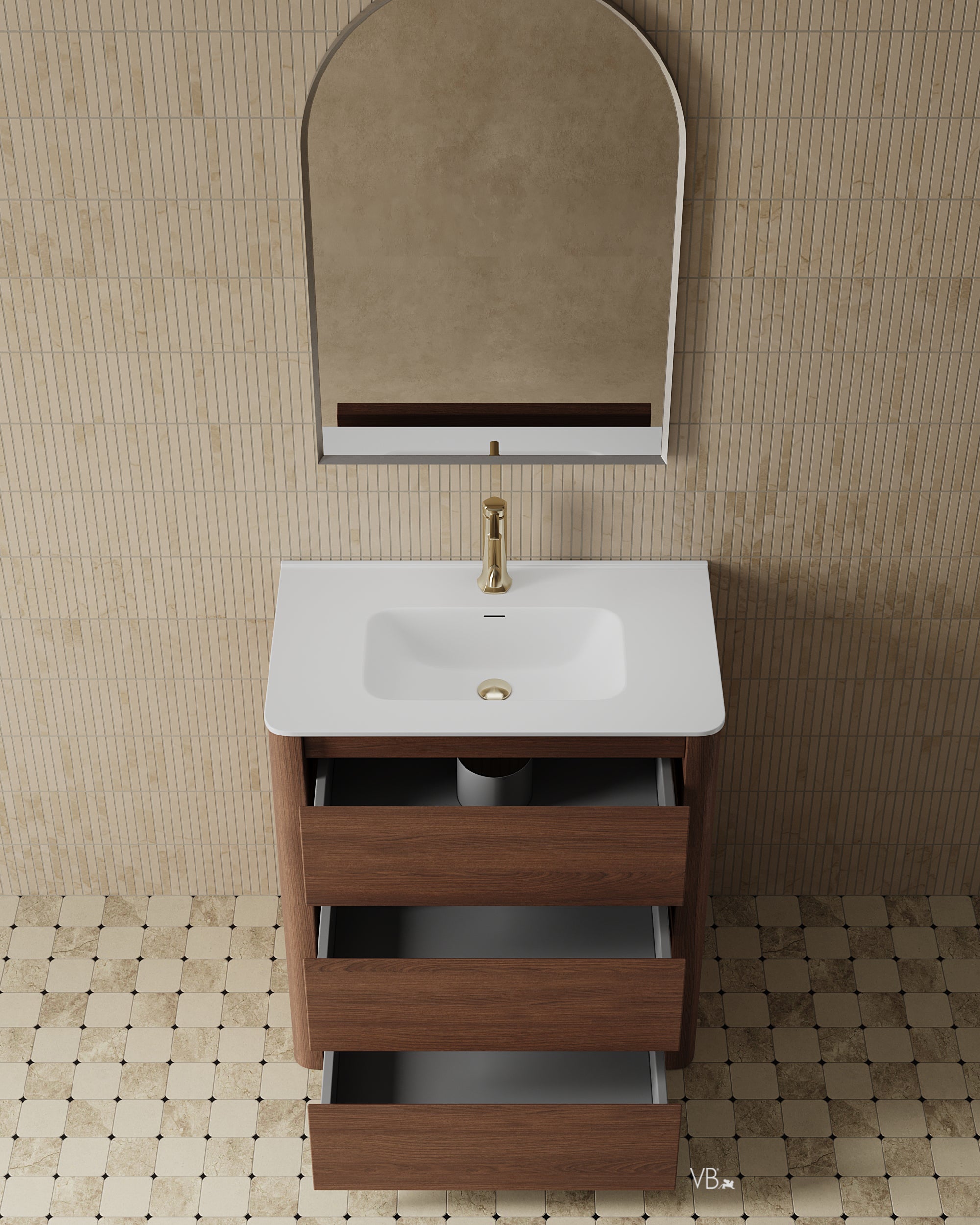 30" Freestanding Vanity with Curved Corners