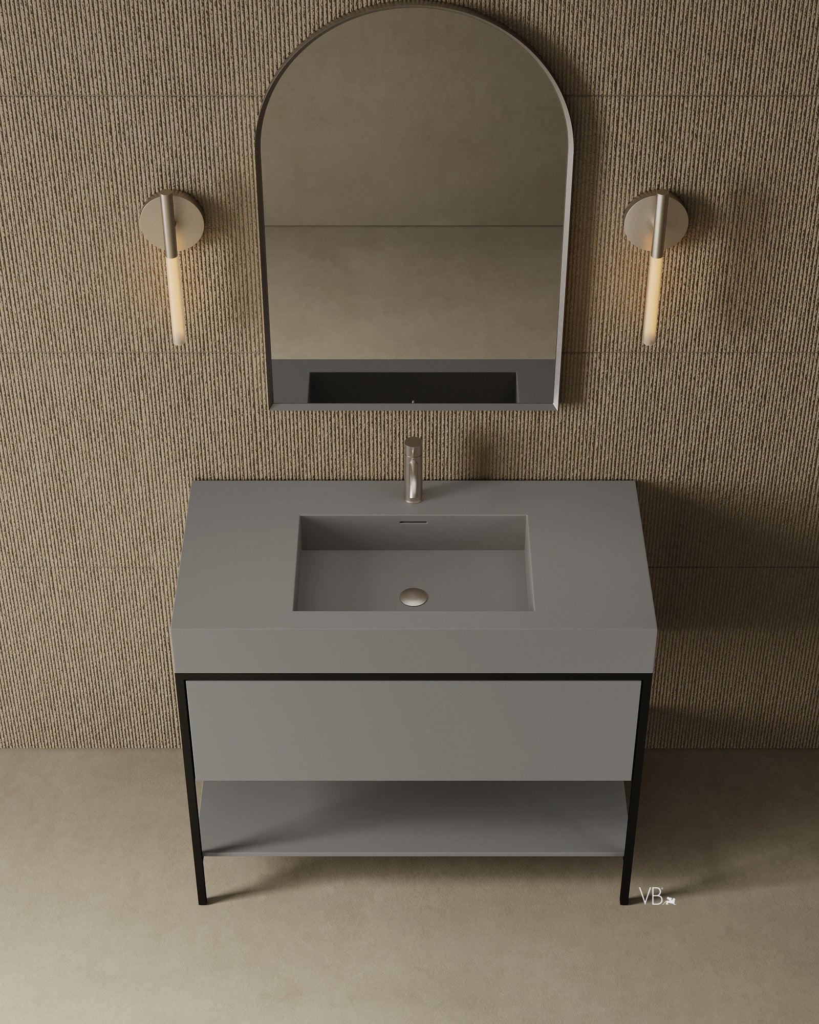 39"  Metal Frame Integrated I-Stone Sink Vanity