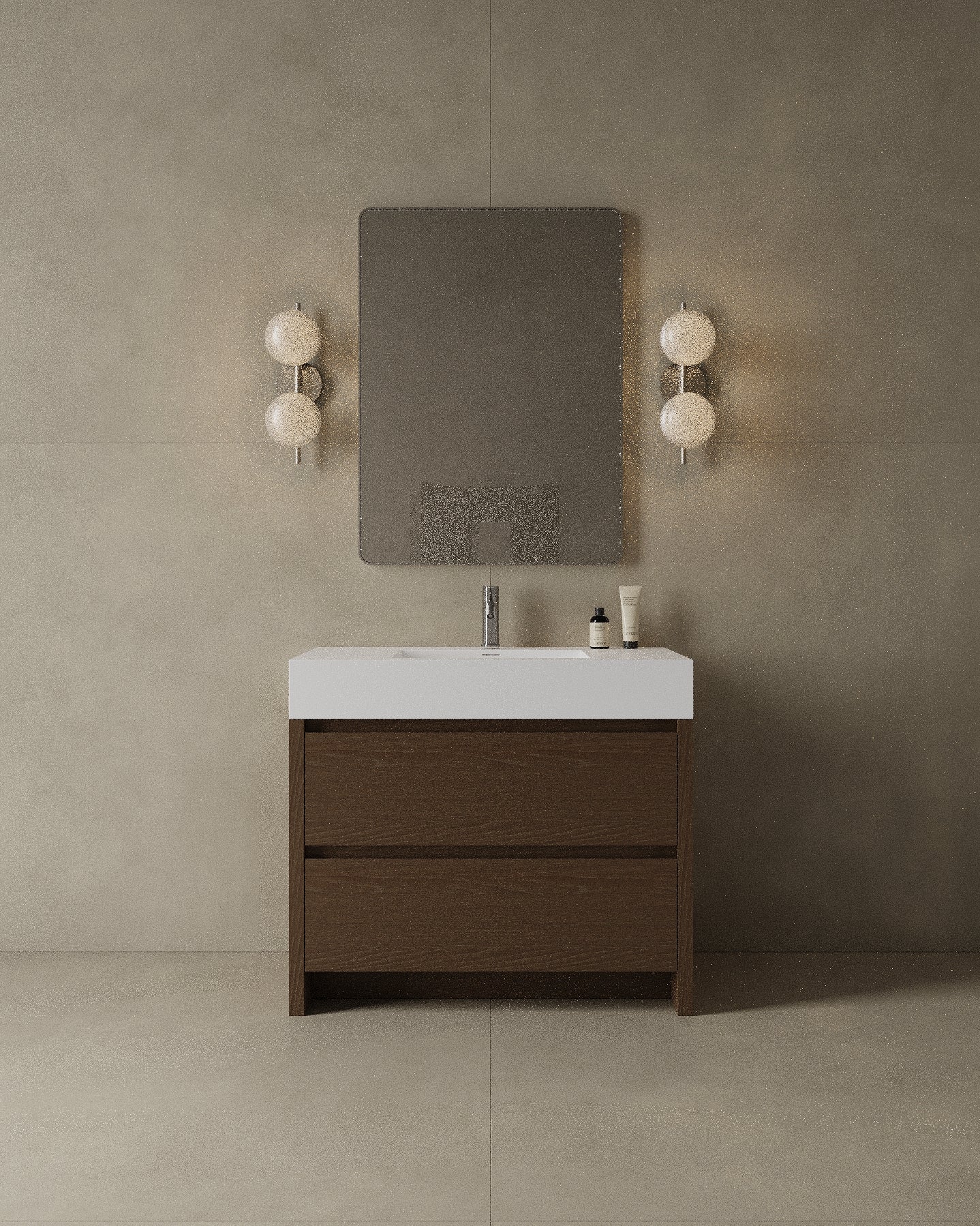39" Freestanding Melamine Vanity With Solid Surface Basin