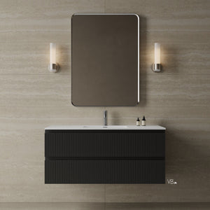 Meuble-lavabo mural en placage de bois de 47 po avec vasque en surface solide