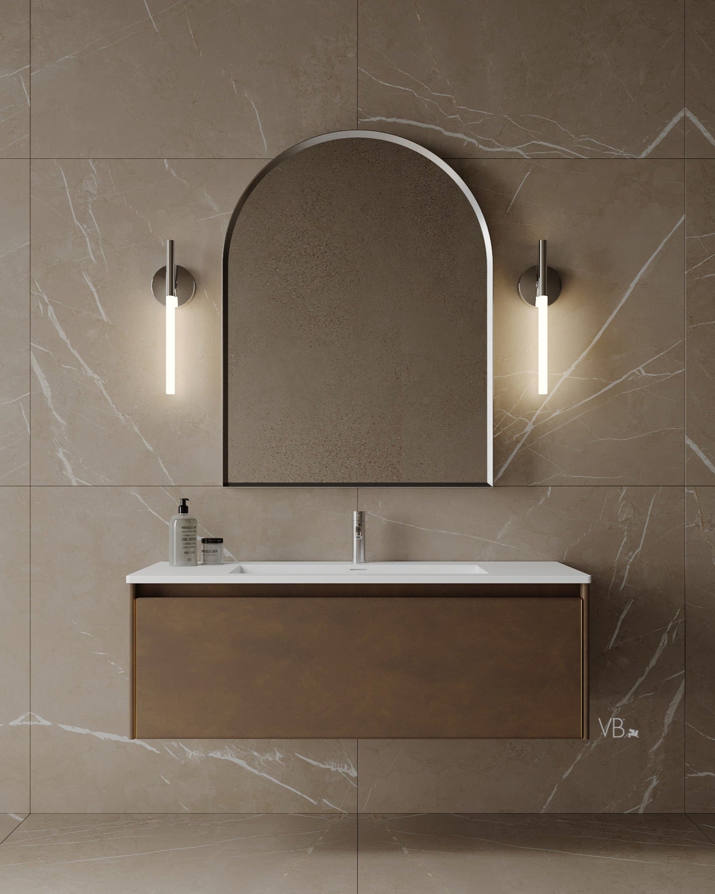 47" Wall Mounted Melamine Vanity With I-Stone Countertop