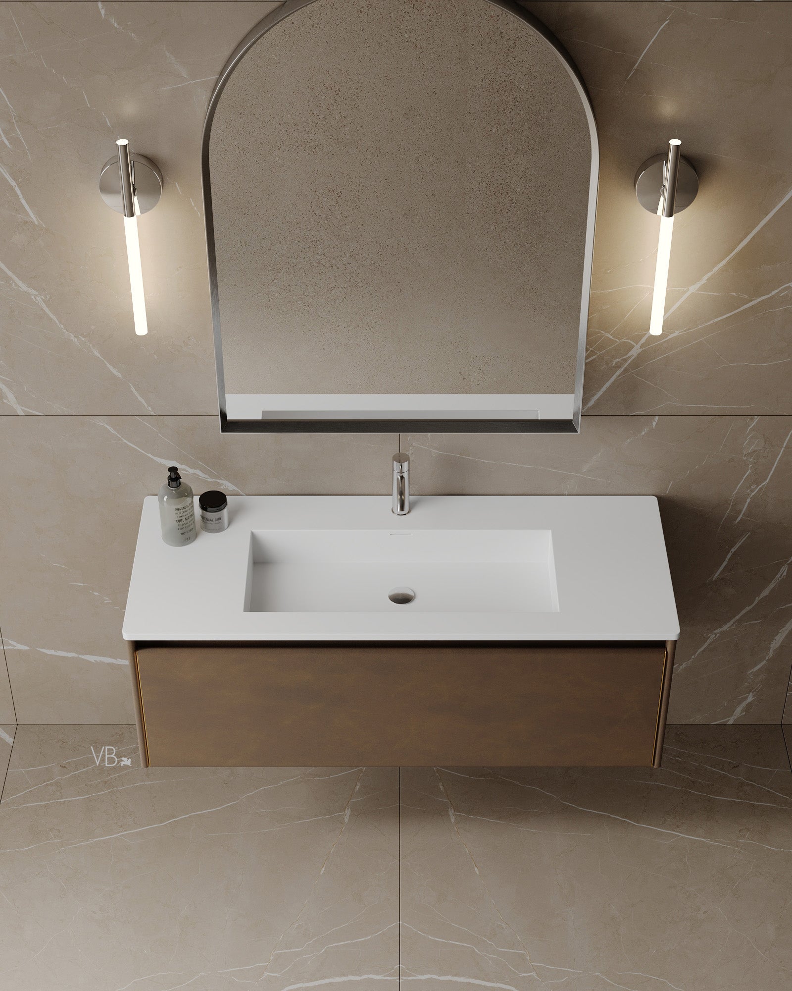47" Wall Mounted Melamine Vanity With I-Stone Countertop