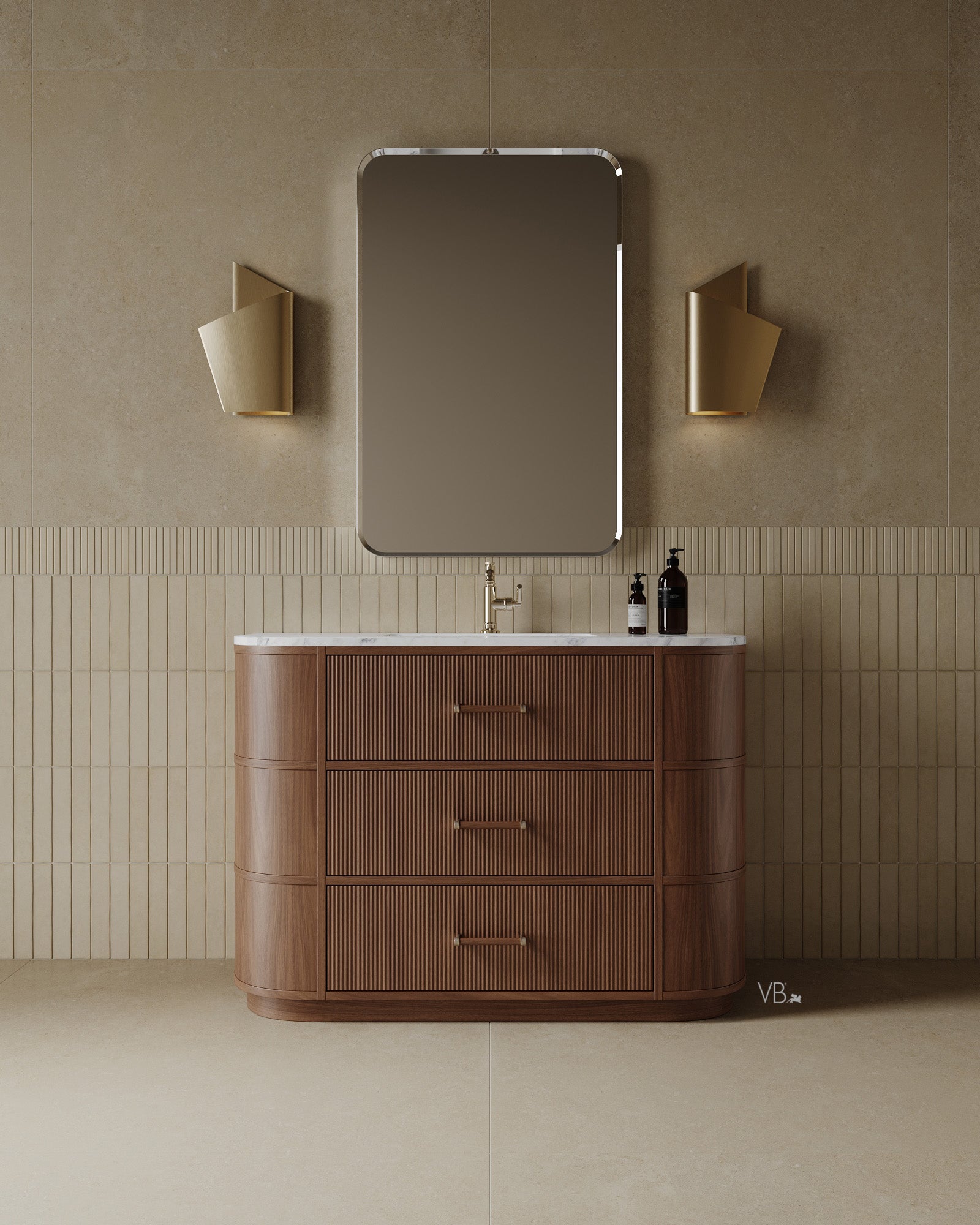 Meuble-lavabo de salle de bain moderne autoportant de 47 po