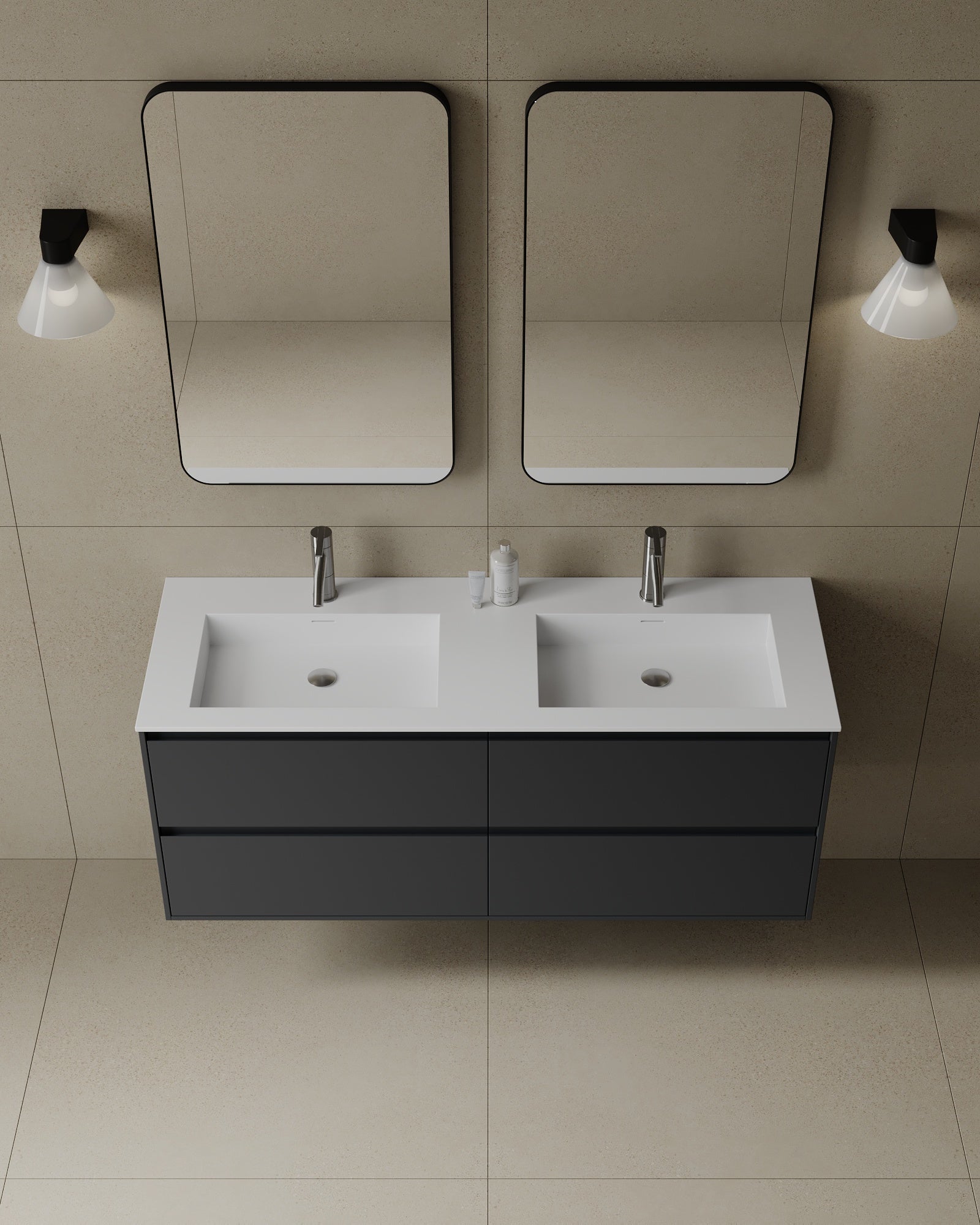 Meuble-lavabo à surface mate de 55 po